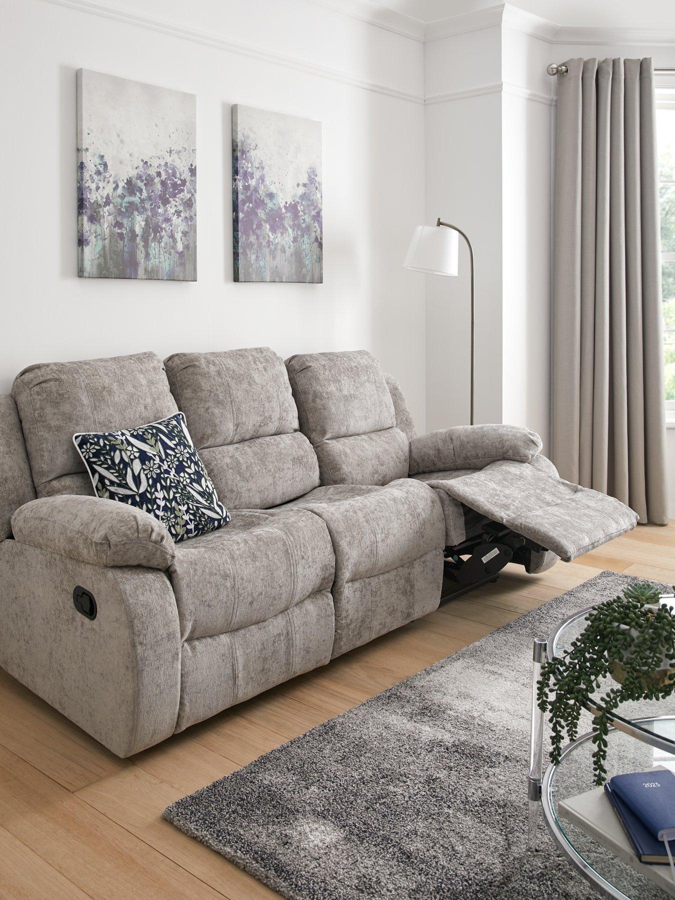 3 seater grey fabric recliner online sofa