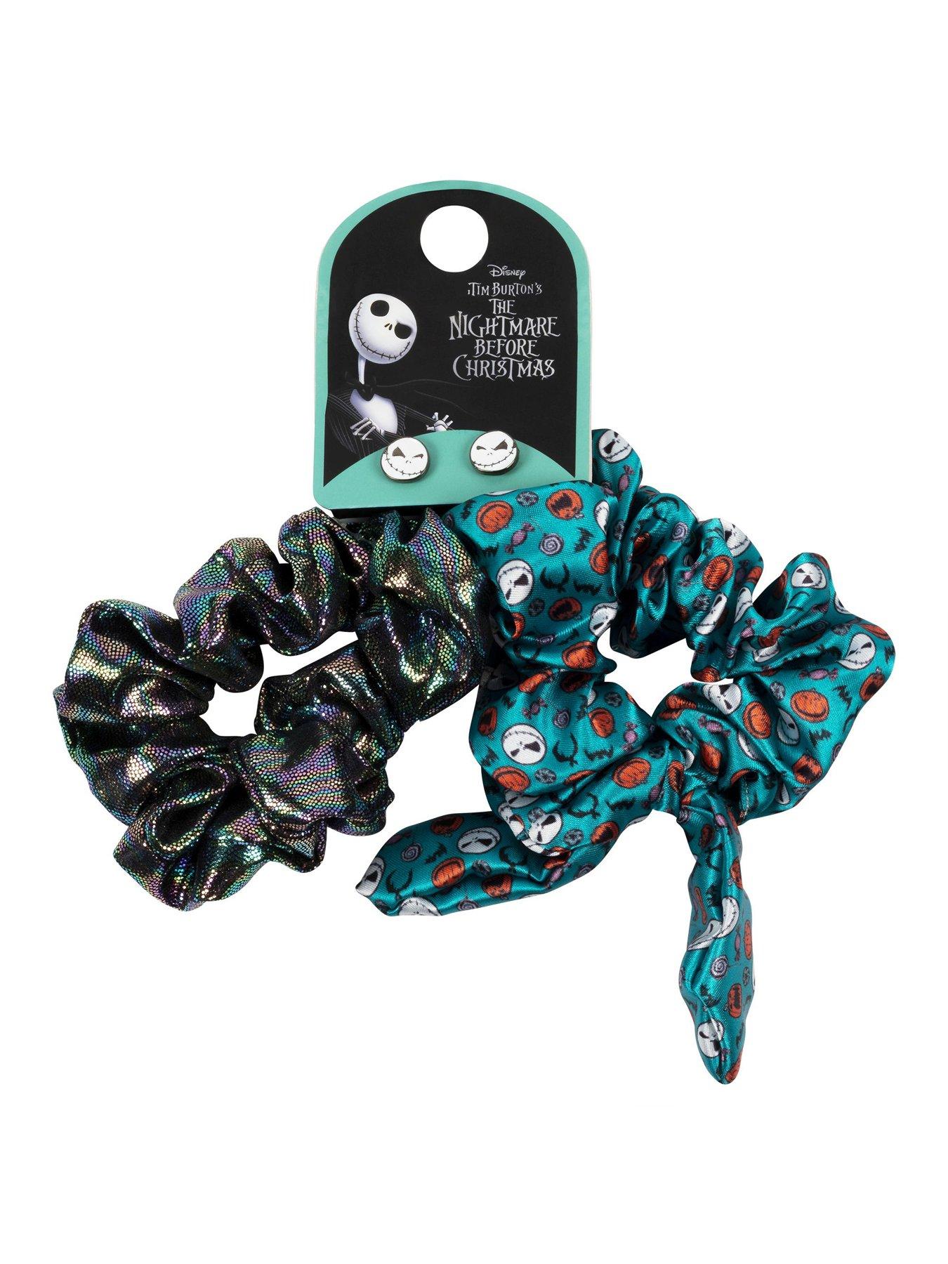 Image 4 of 4 of Disney Nightmare Before Christmas Blue &amp; Black 2 Piece Scrunchie &amp; Earring Set
