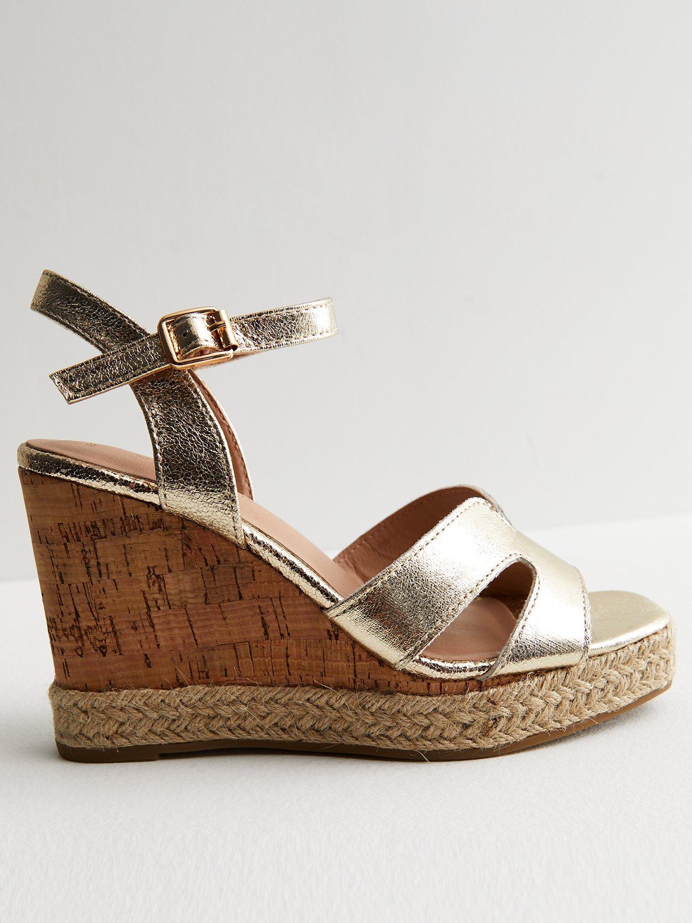 Ladies gold wedge sandals uk sale