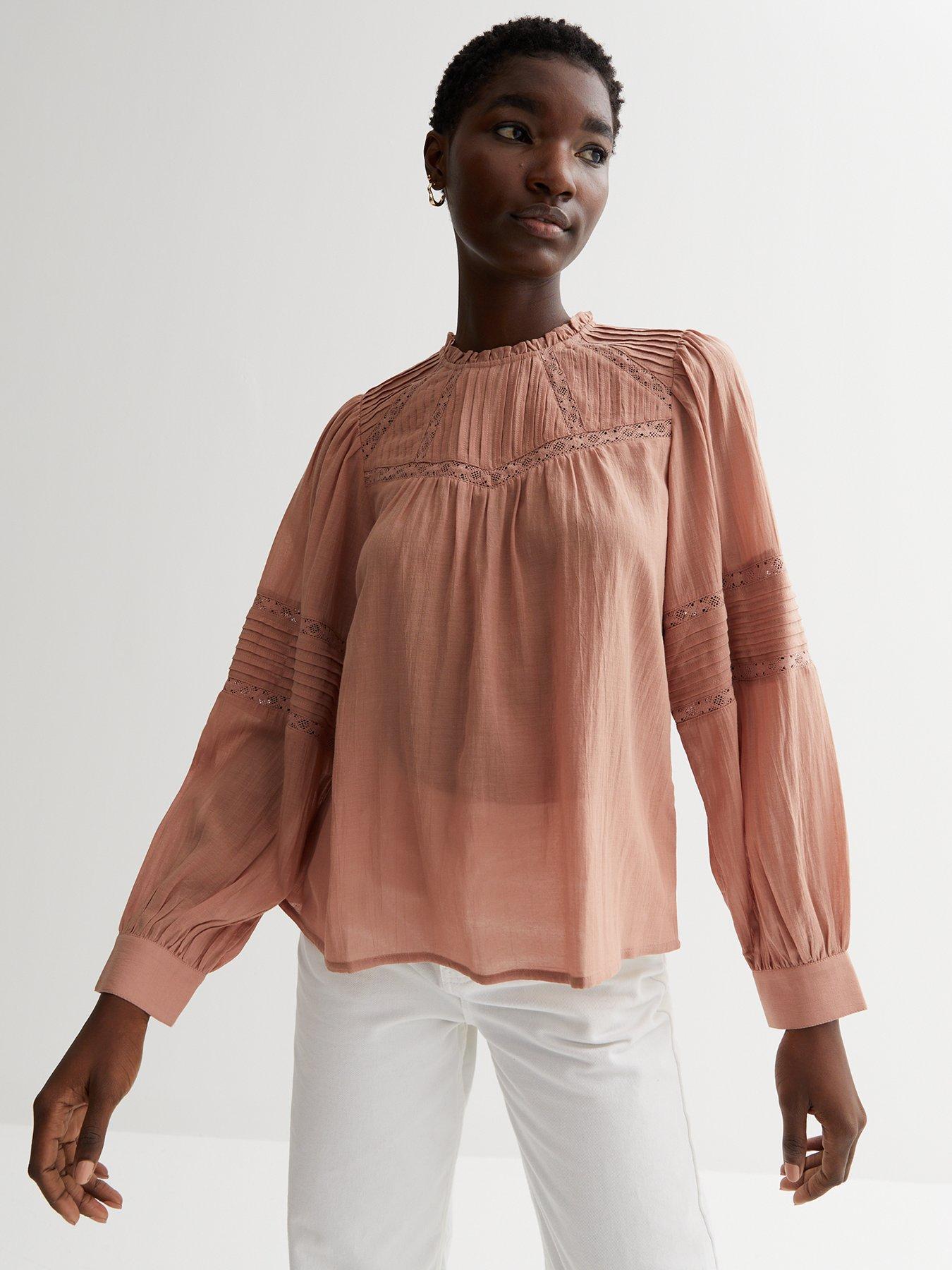 Frill high 2024 neck blouse