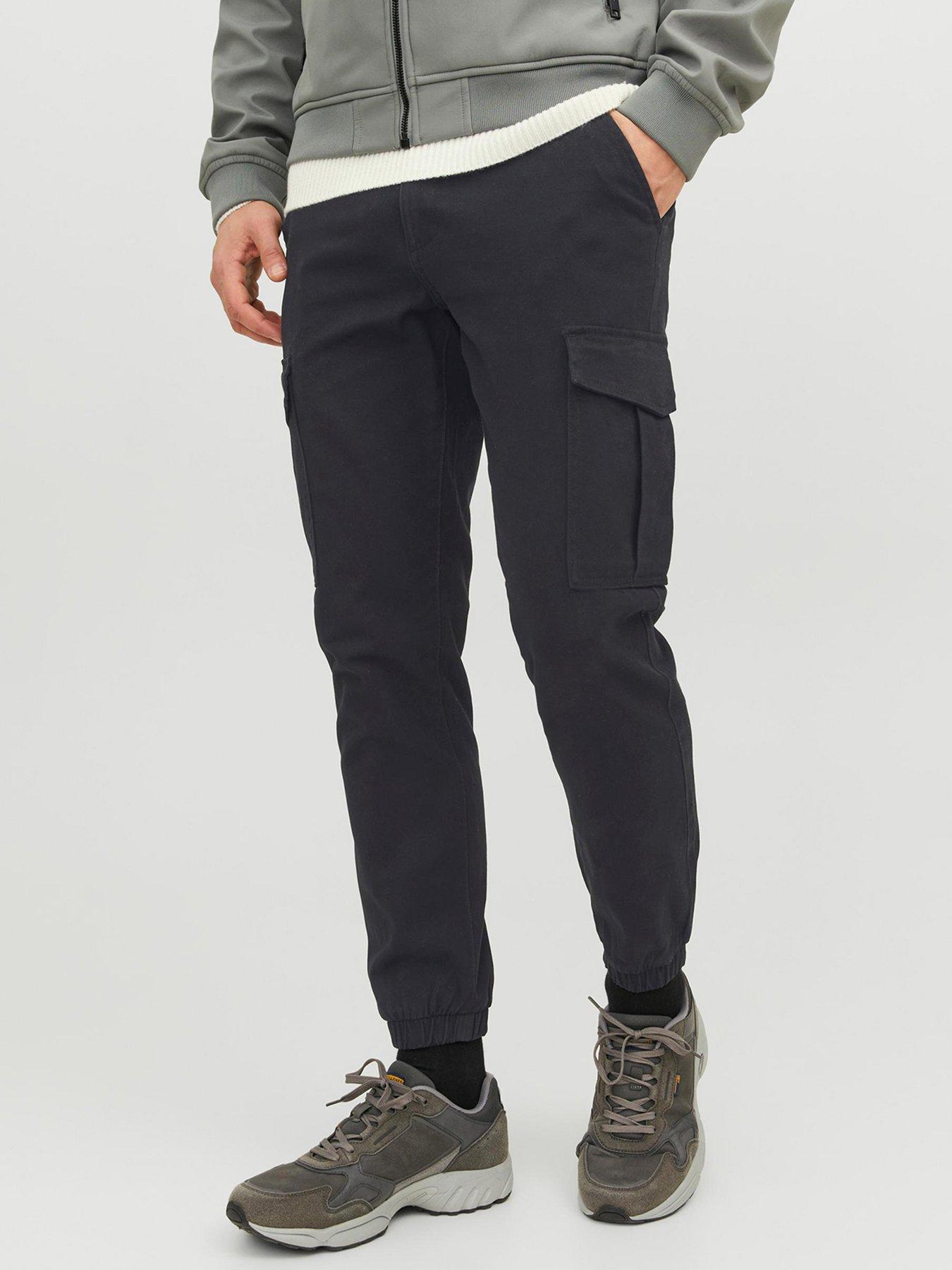 jack-jones-marco-joe-slim-fit-cuffed-cargo-pants-blackfront