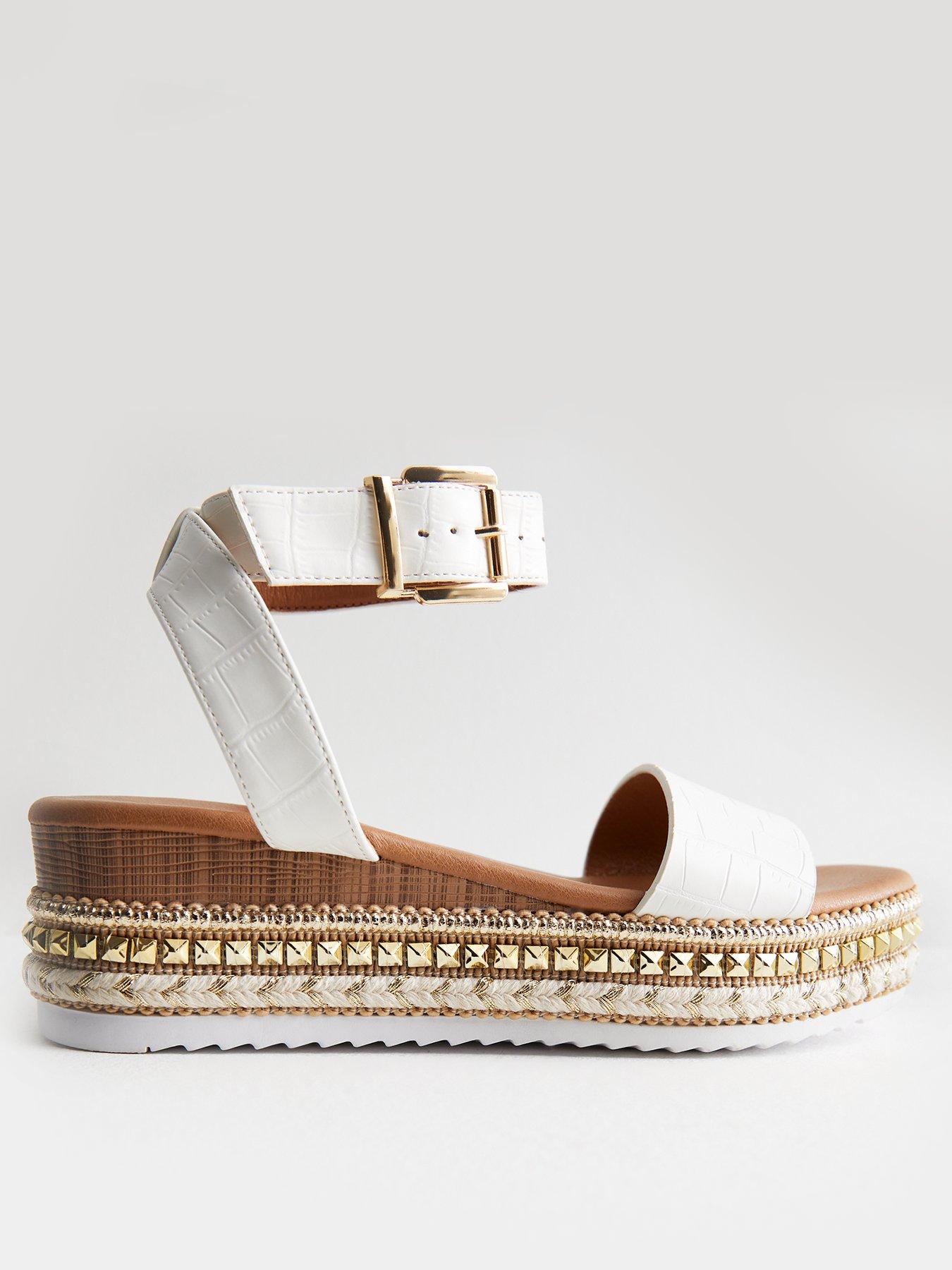 White studded espadrille store sandals