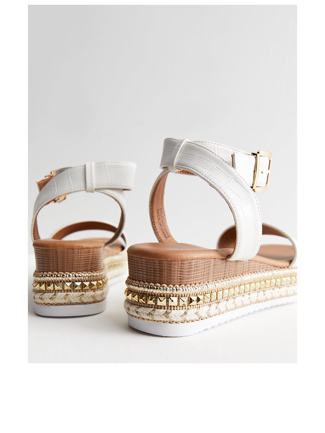 White studded hot sale flatforms