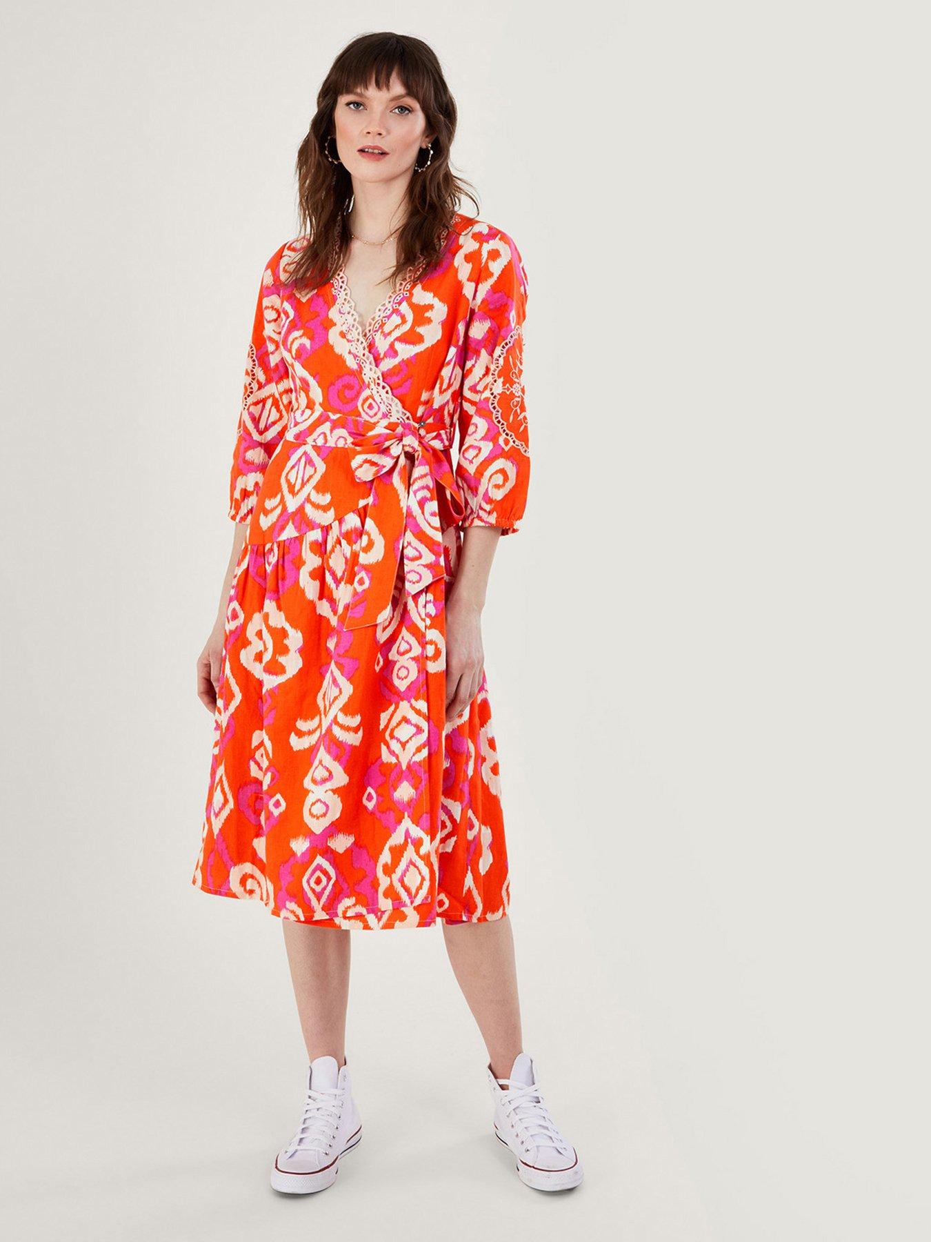 Monsoon red floral clearance dress