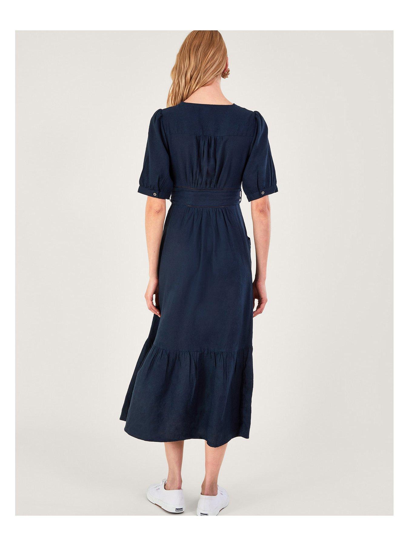 Image 2 of 5 of Monsoon Linen Blend Tiered Dress