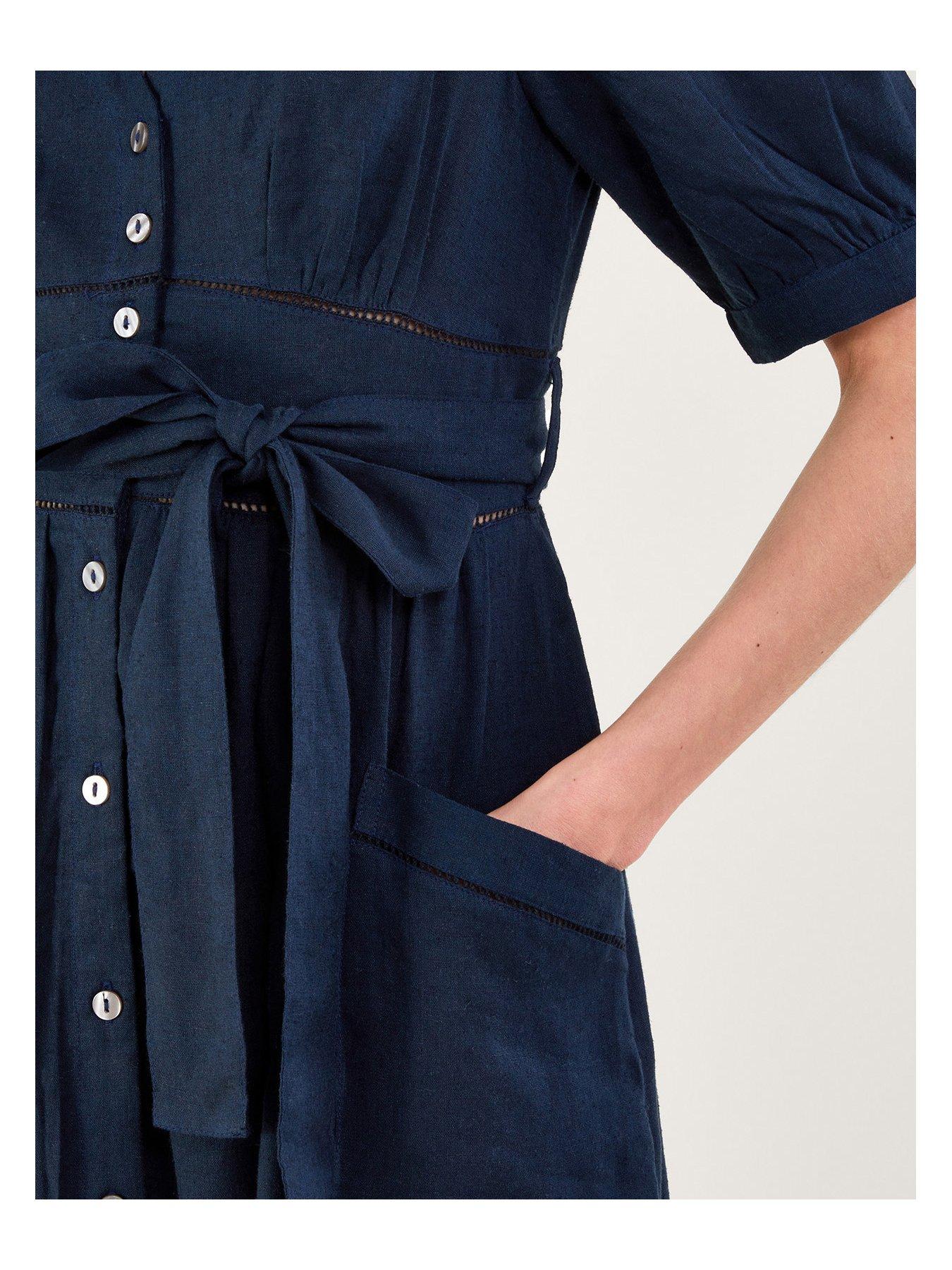 Image 5 of 5 of Monsoon Linen Blend Tiered Dress