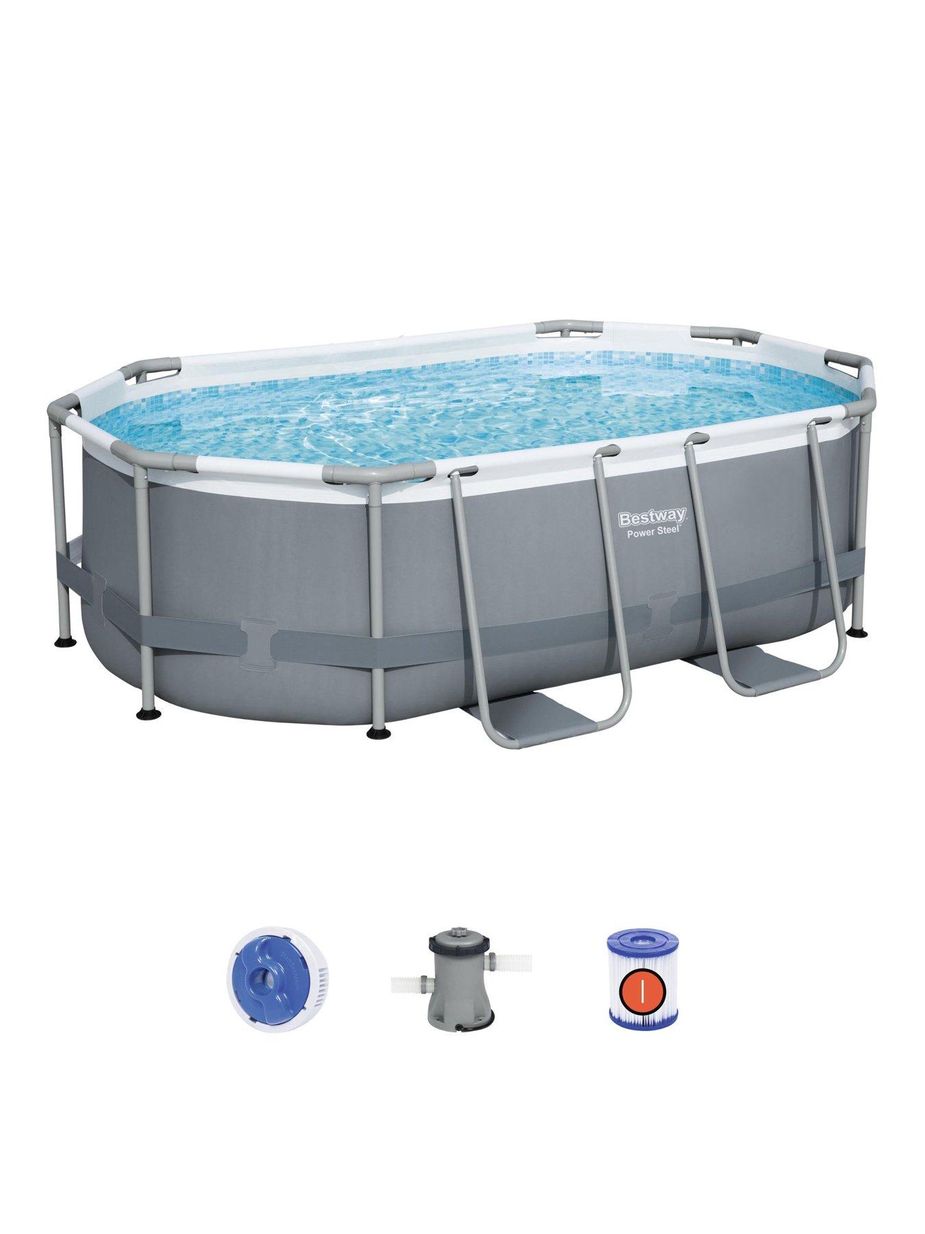 Image 1 of 6 of Bestway 10' x 6'7" x 33" Power Steel Oval Frame Pool Set
