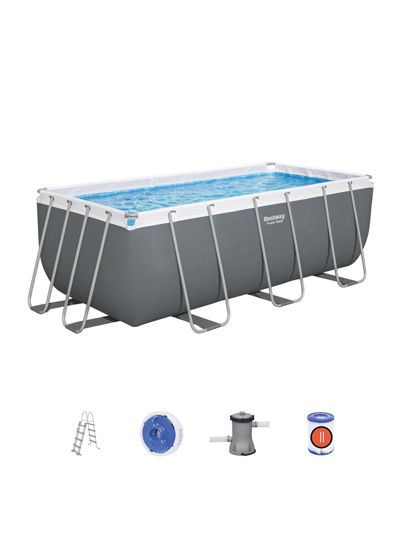 Image of Bestway 13ft x 6ft Power Steel Frame Pool Set, Filter Pump with Ladder