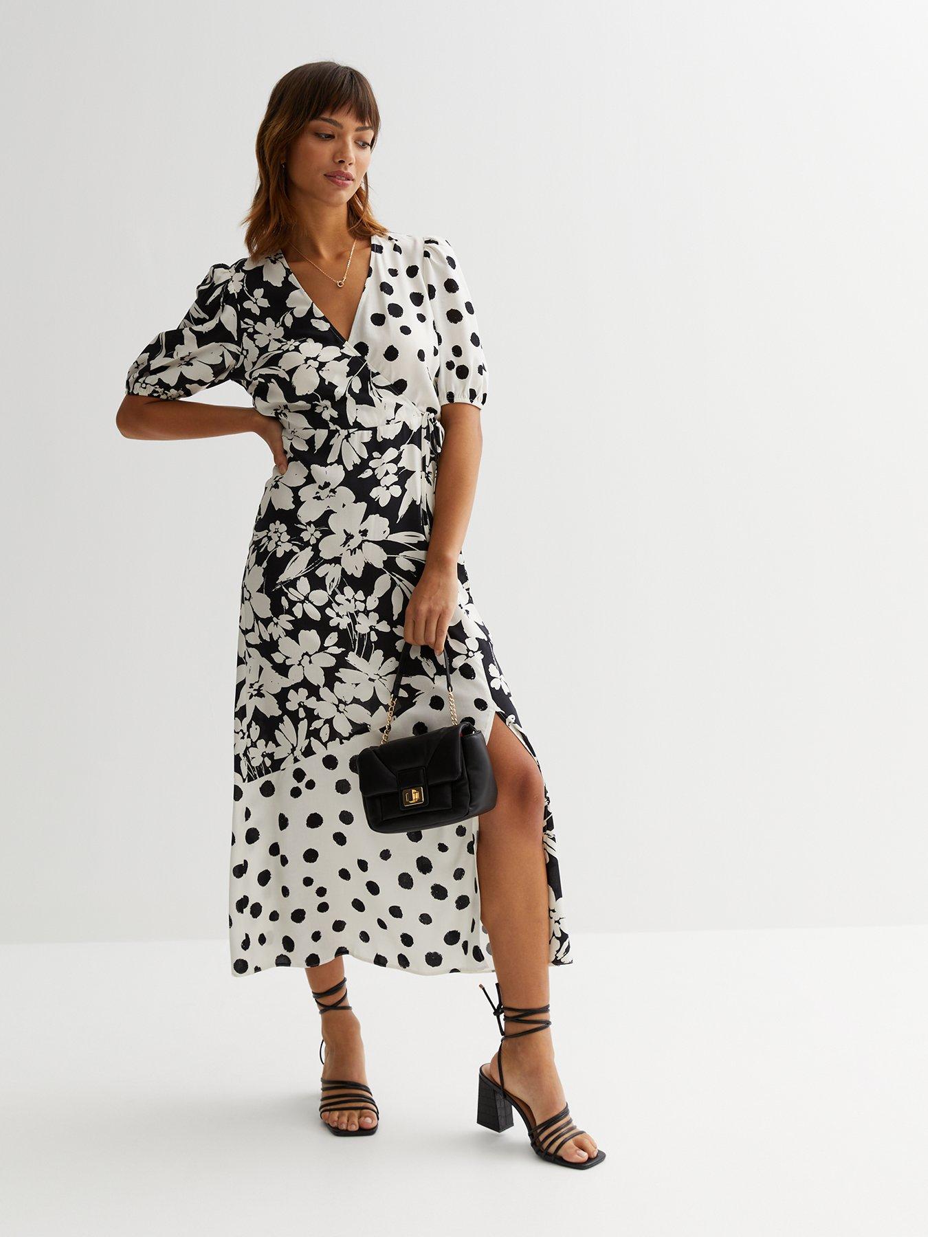 Mixed polka outlet dot midi dress