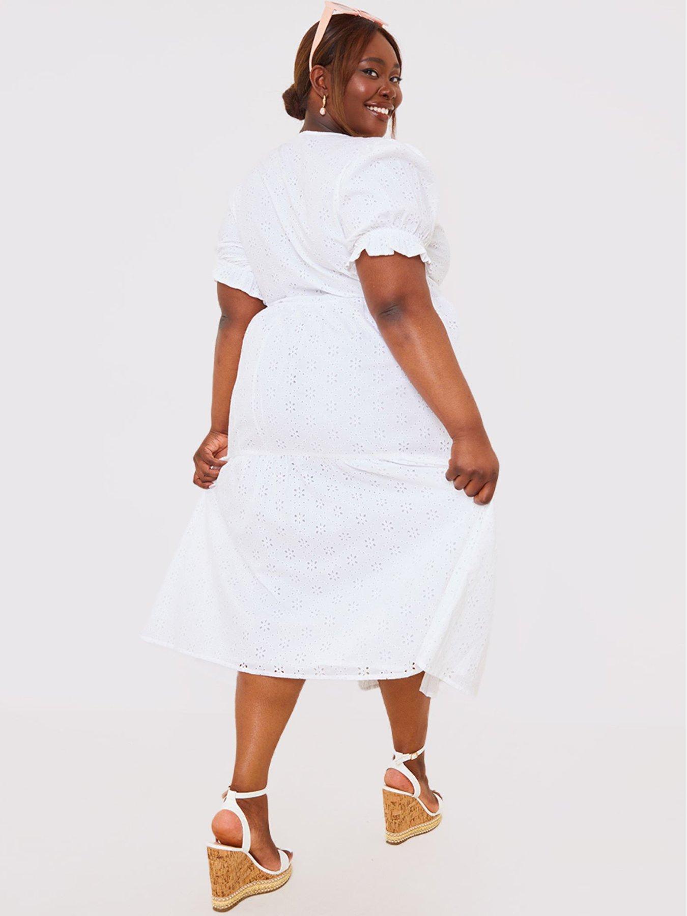 Broderie Wrap Tiered Midaxi Dress