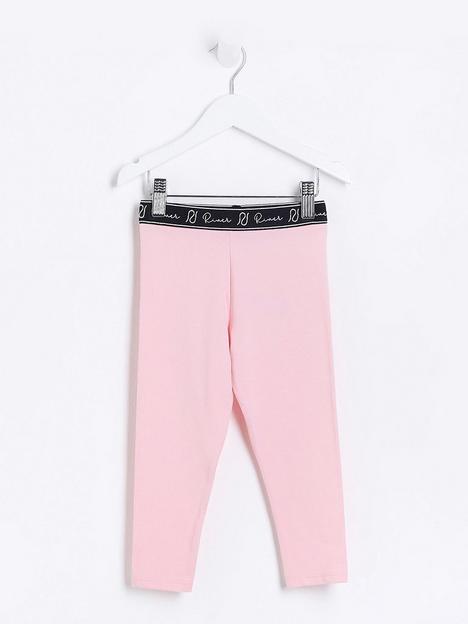 river-island-mini-mini-girls-ri-waistband-leggings-pink