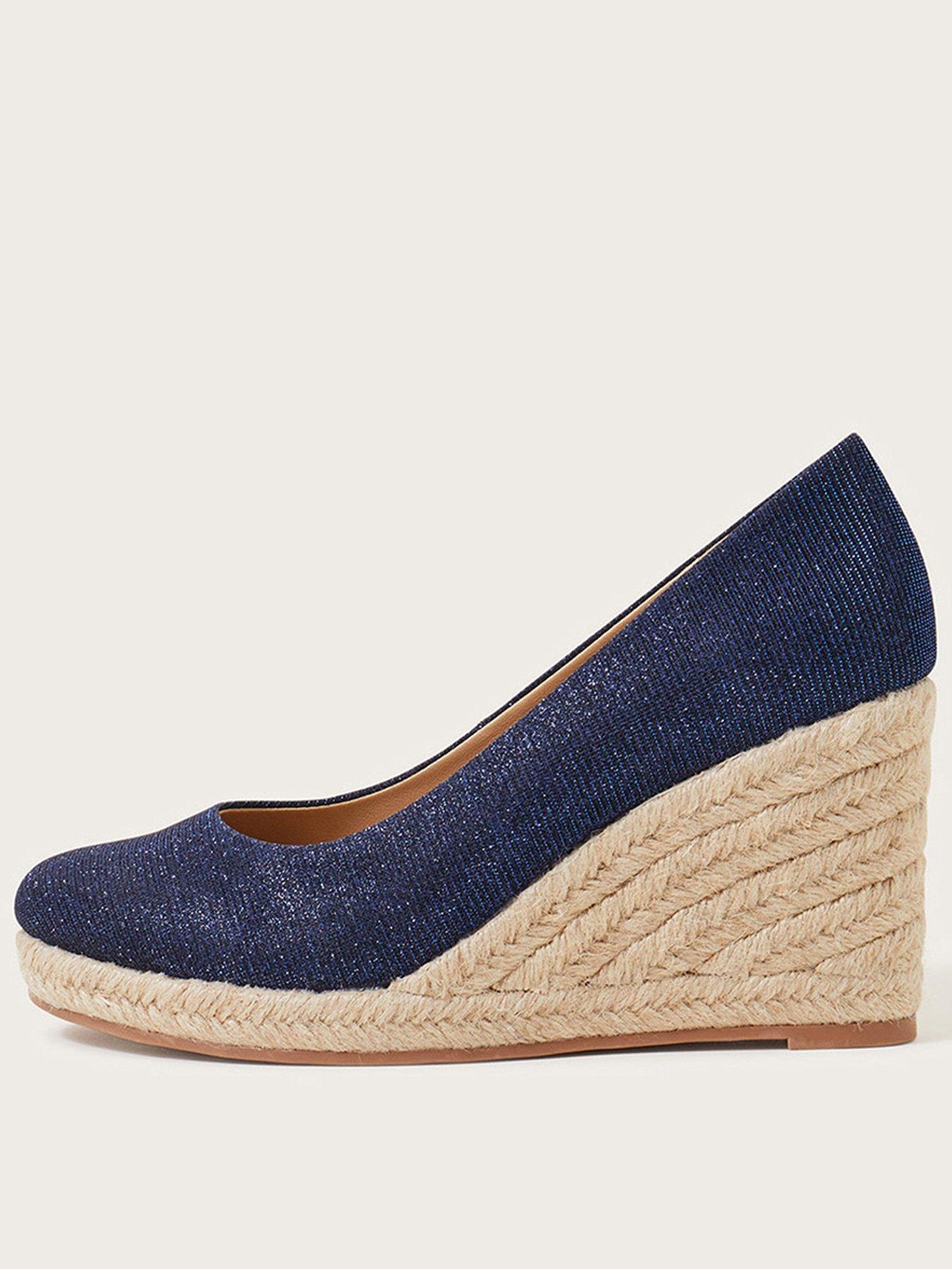 Navy store canvas wedges