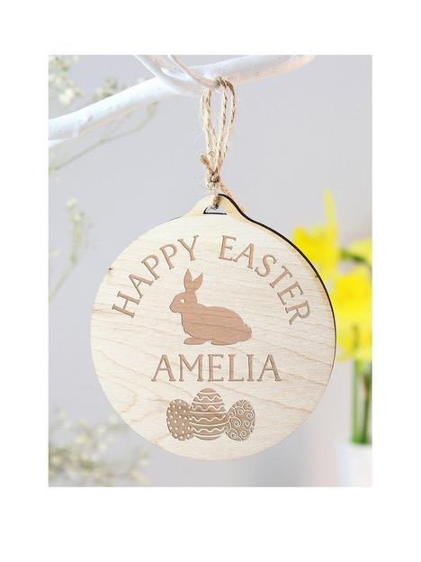 the-personalised-memento-company-personalised-easter-bunny-round-wooden-decoration