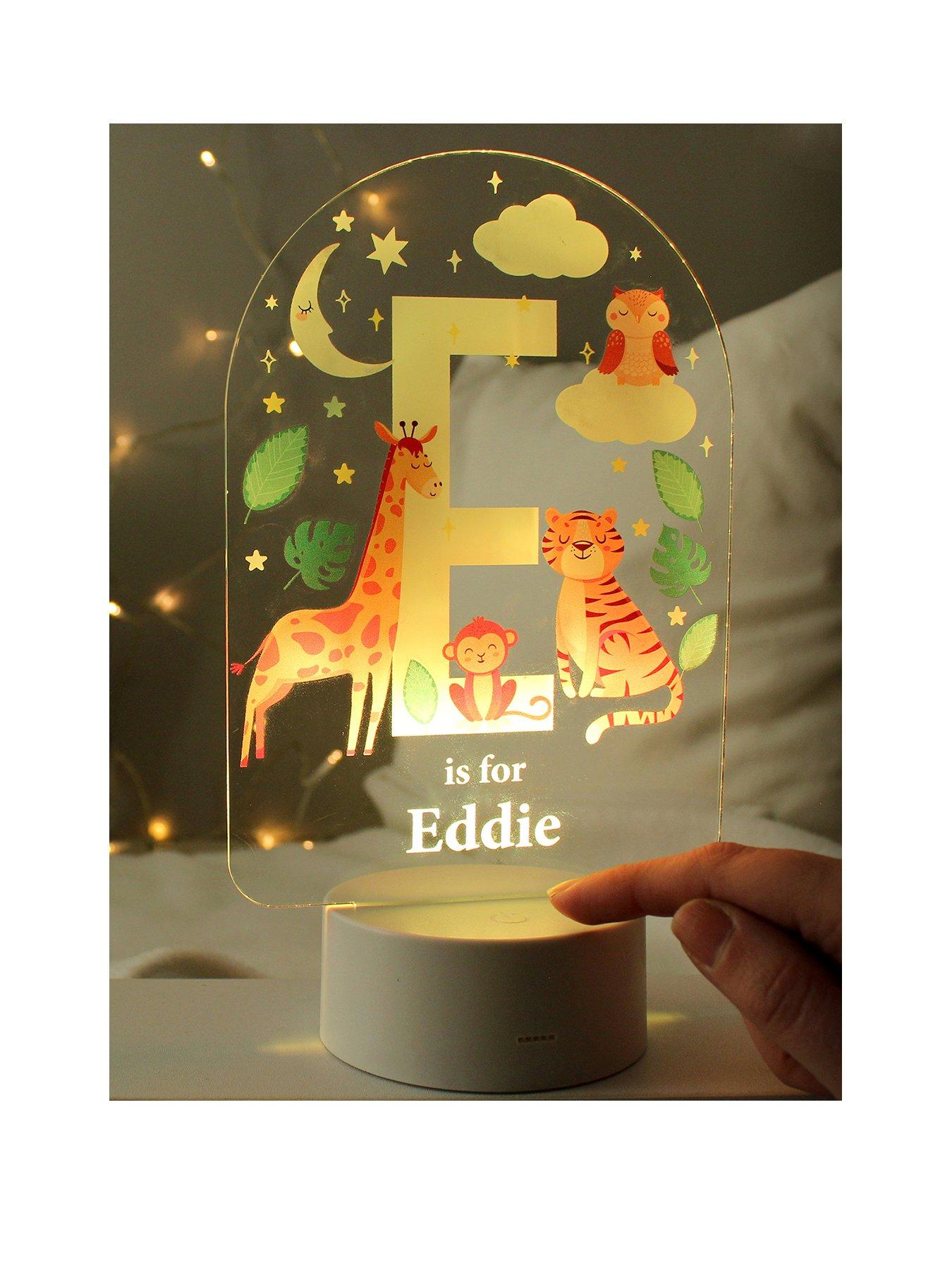 The Personalised Memento Company Personalised Animal Alphabet LED Colour Changing Night Light