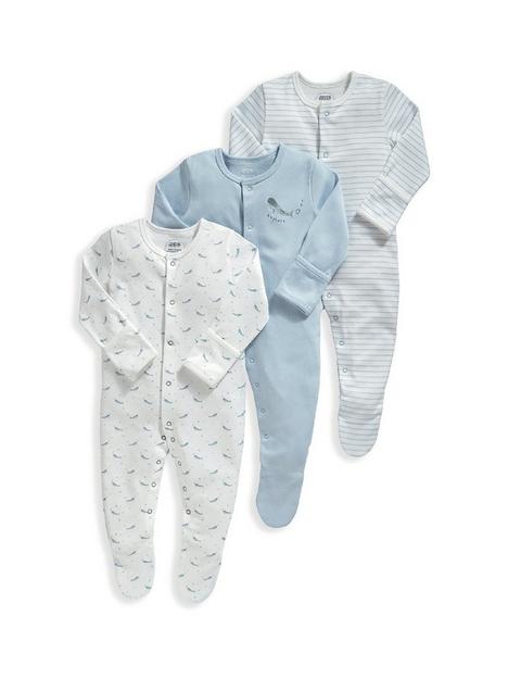 mamas-papas-baby-boys-3-pack-whales-sleepsuits-blue