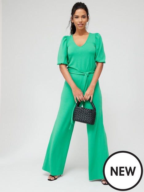 v-by-very-puff-sleeve-v-neck-wide-leg-jumpsuit-green