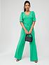 v-by-very-puff-sleeve-v-neck-wide-leg-jumpsuit-greenfront