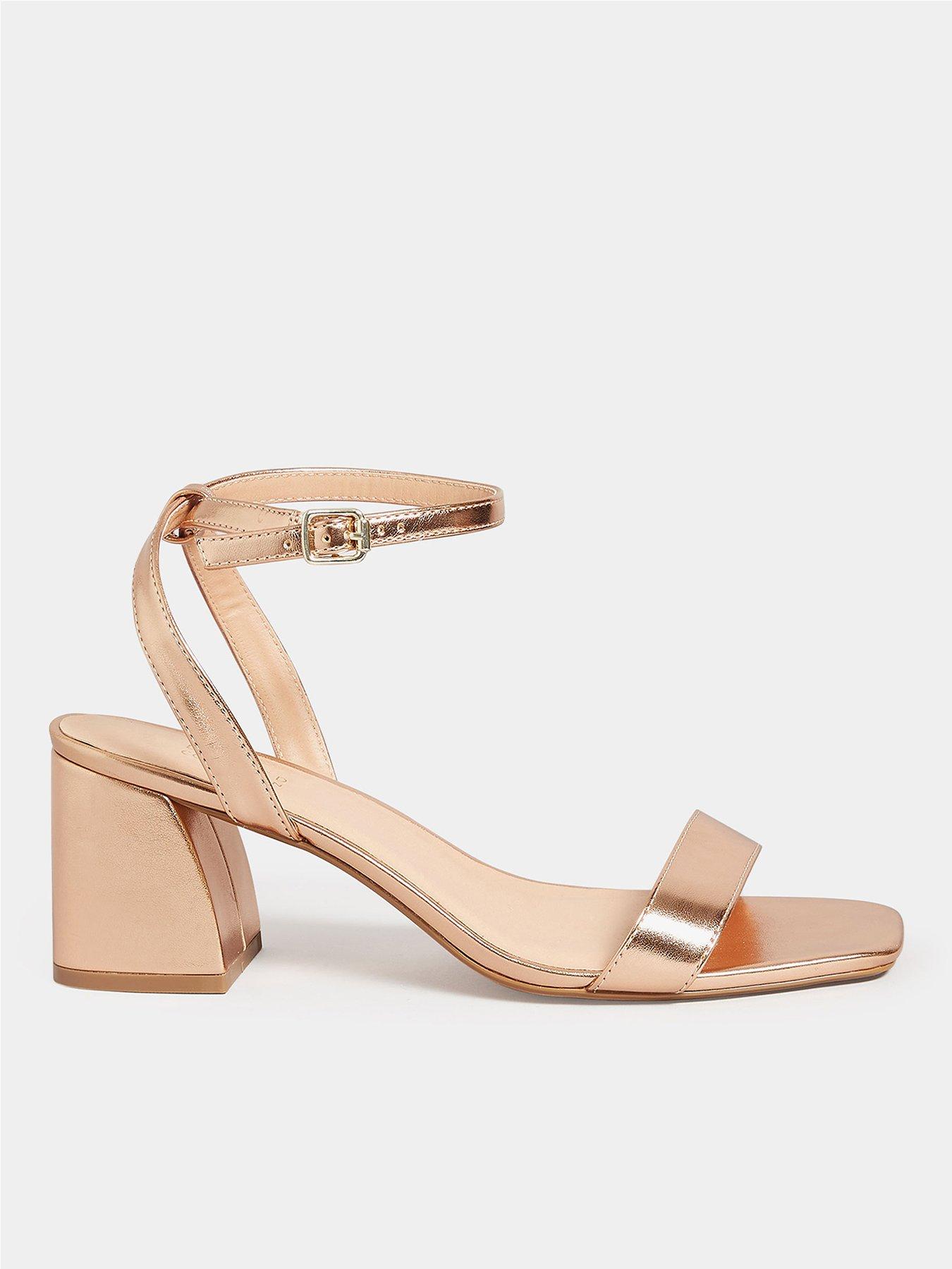 Gold sandals mid shop heel wide fit