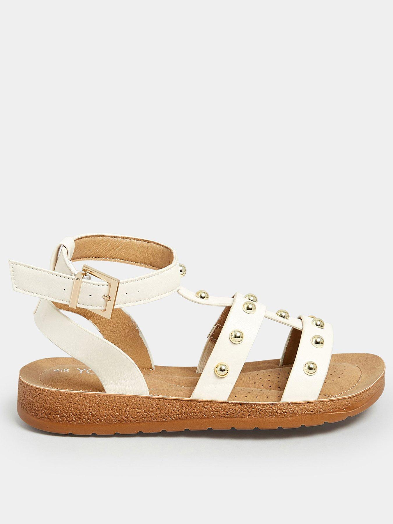 Extra wide best sale white sandals