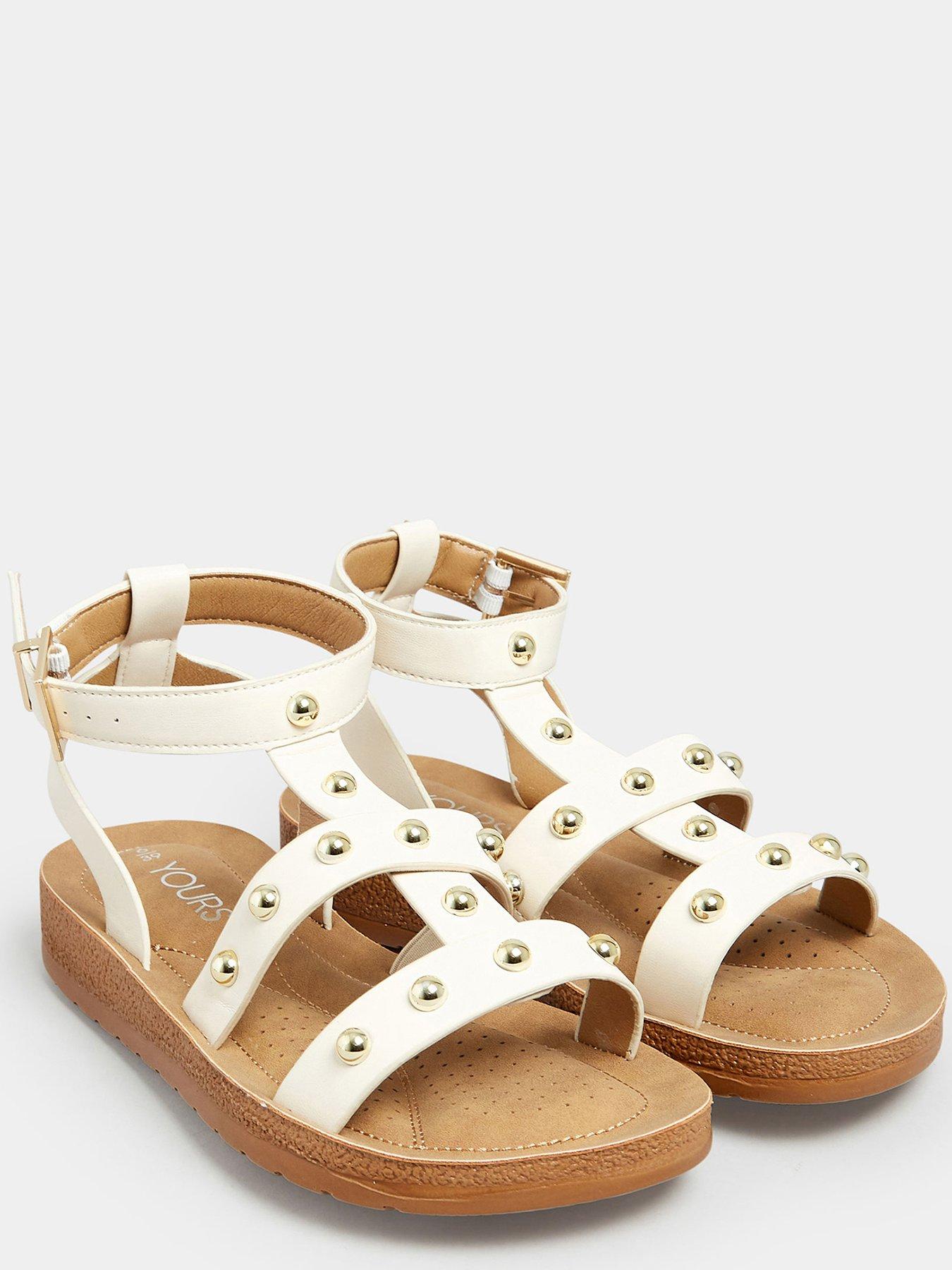 White studded hot sale gladiator sandals