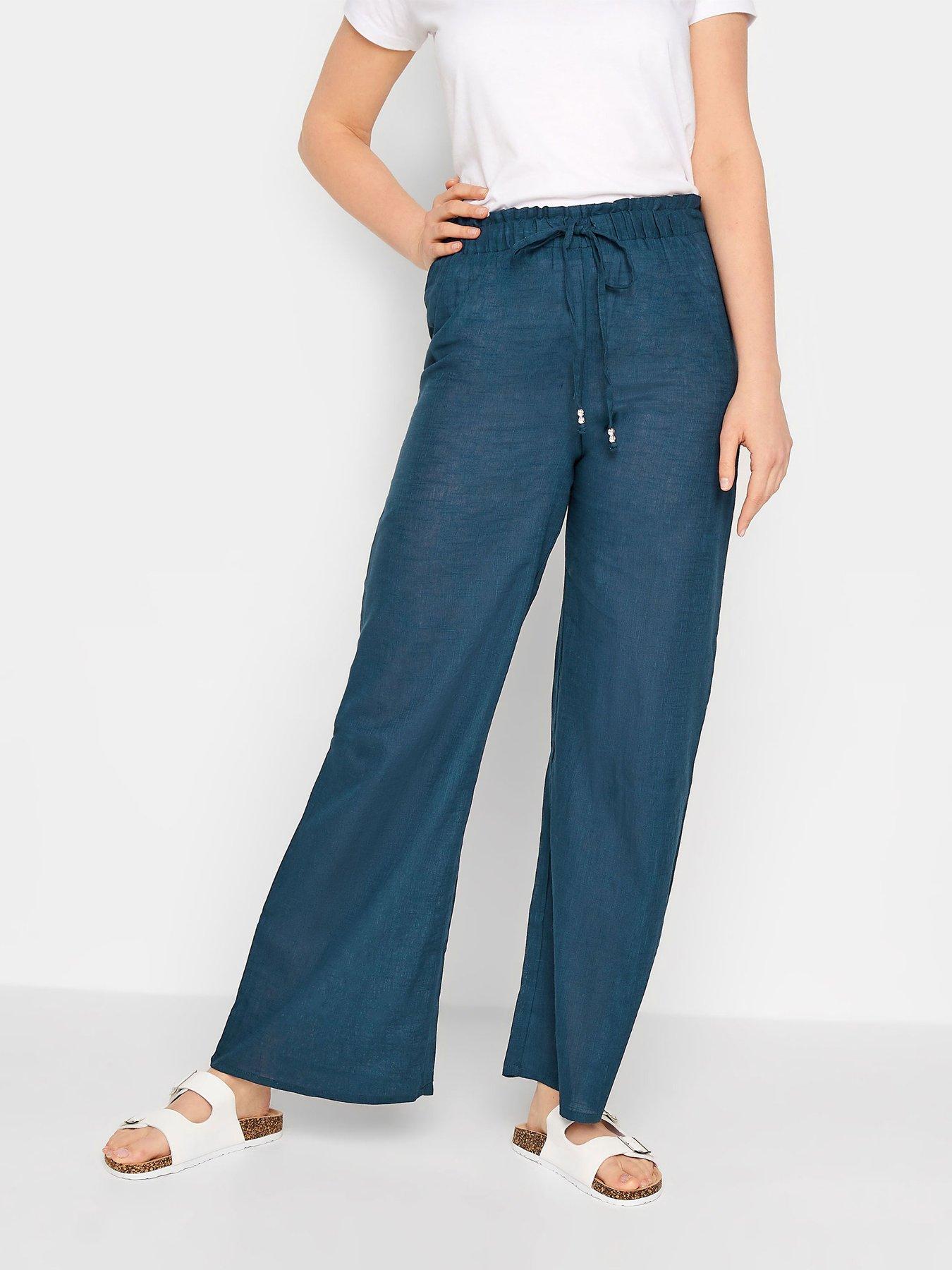 long-tall-sally-cotton-slub-wide-leg-trouser-navy