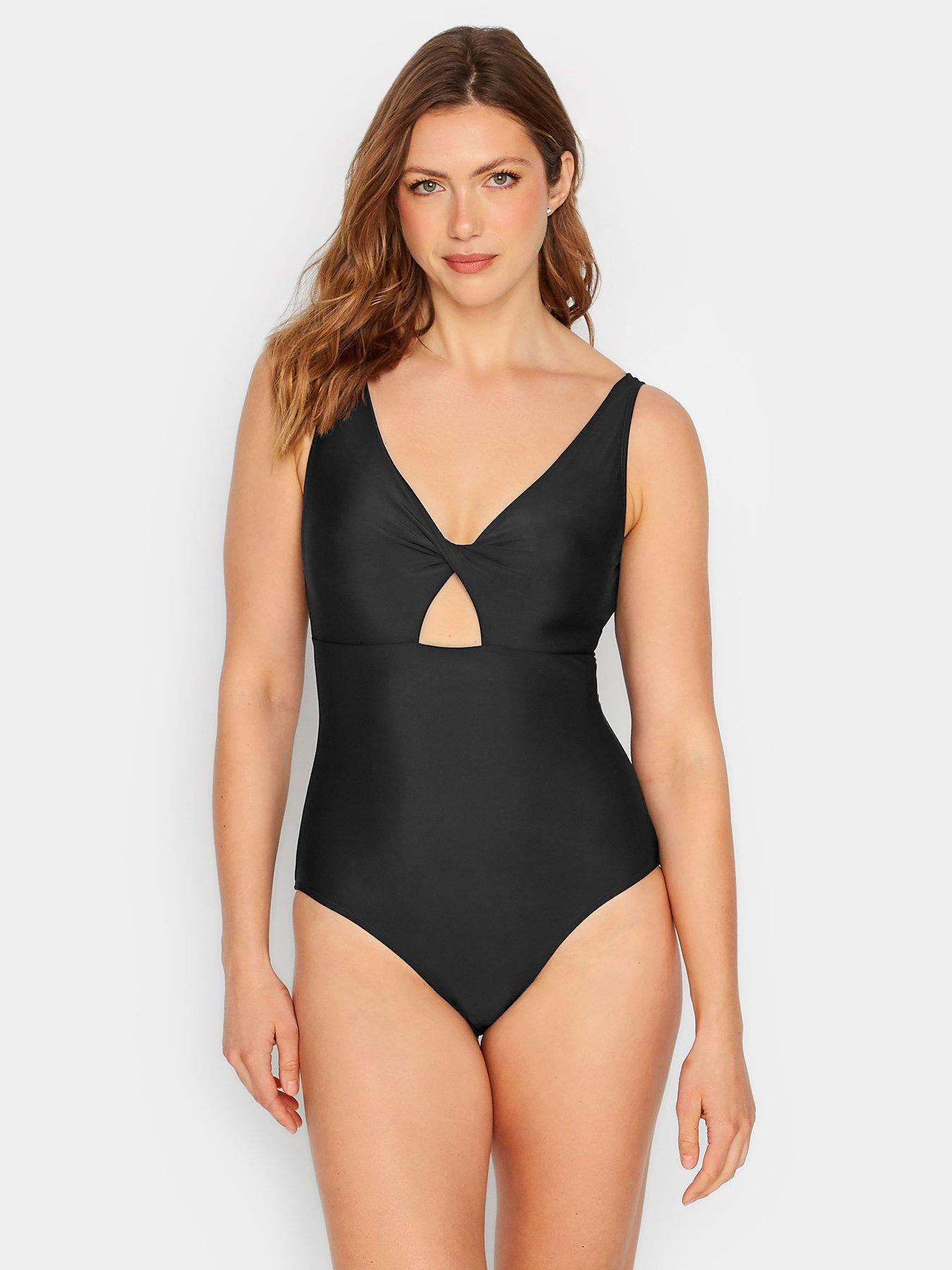 Long Tall Sally Long Tall Sally Black Belted Textured Swimsuit