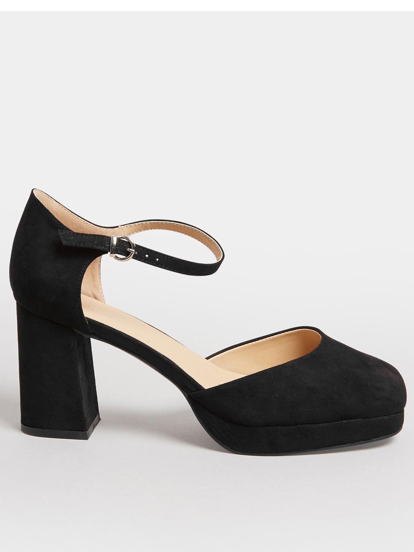 Image 1 of 4 of Yours Extra Wide Fit Platform Court Shoe -&nbsp;Black