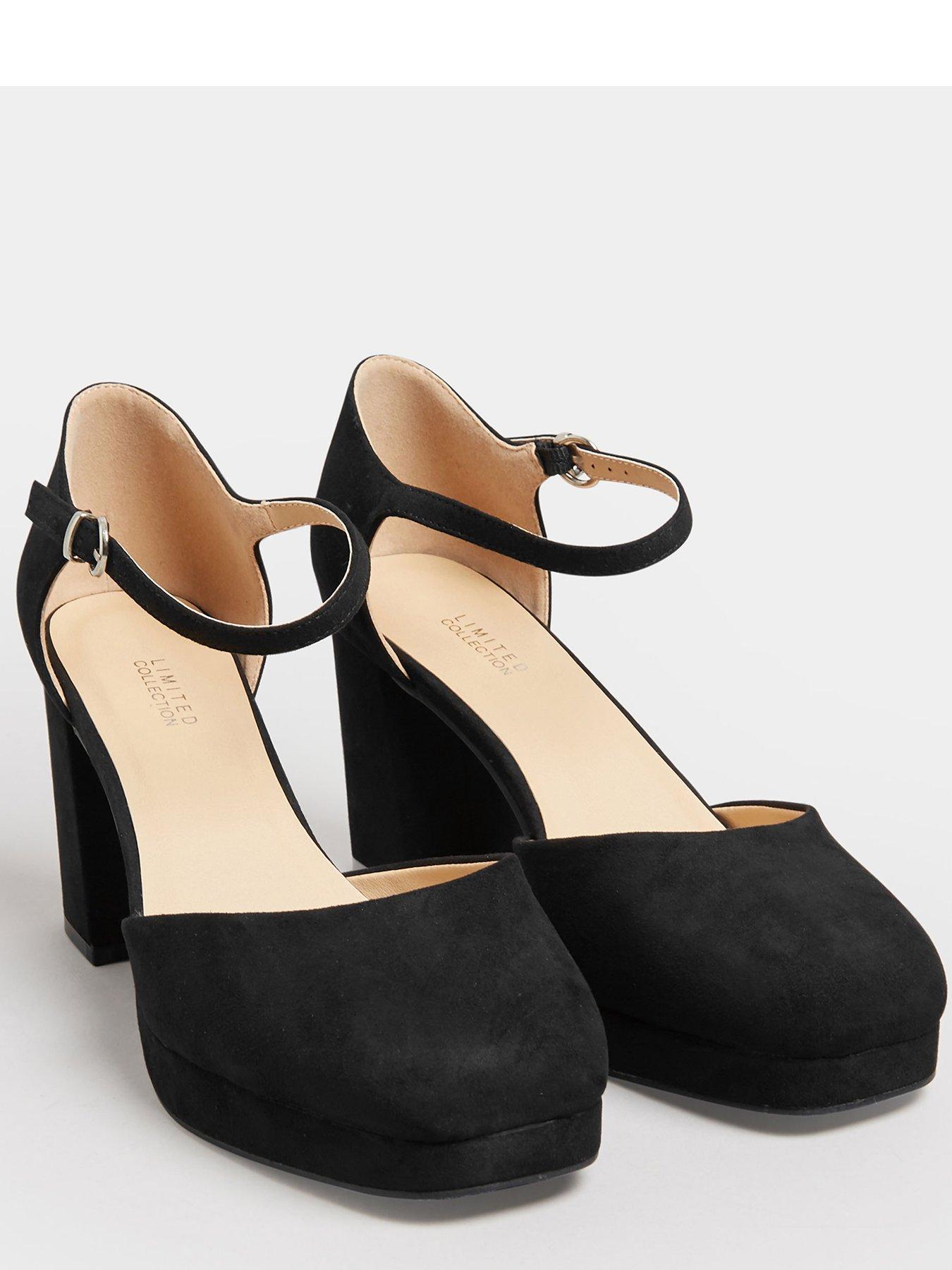 Image 3 of 4 of Yours Extra Wide Fit Platform Court Shoe -&nbsp;Black