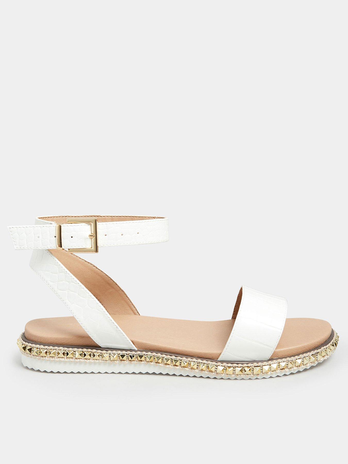 Yours Extra Wide Fit Two Part Studded Sandal - White