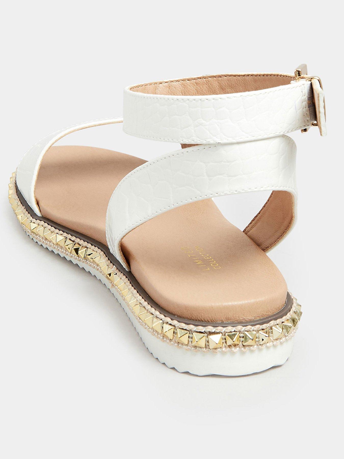 Yours Extra Wide Fit Woven Flat Sandal White