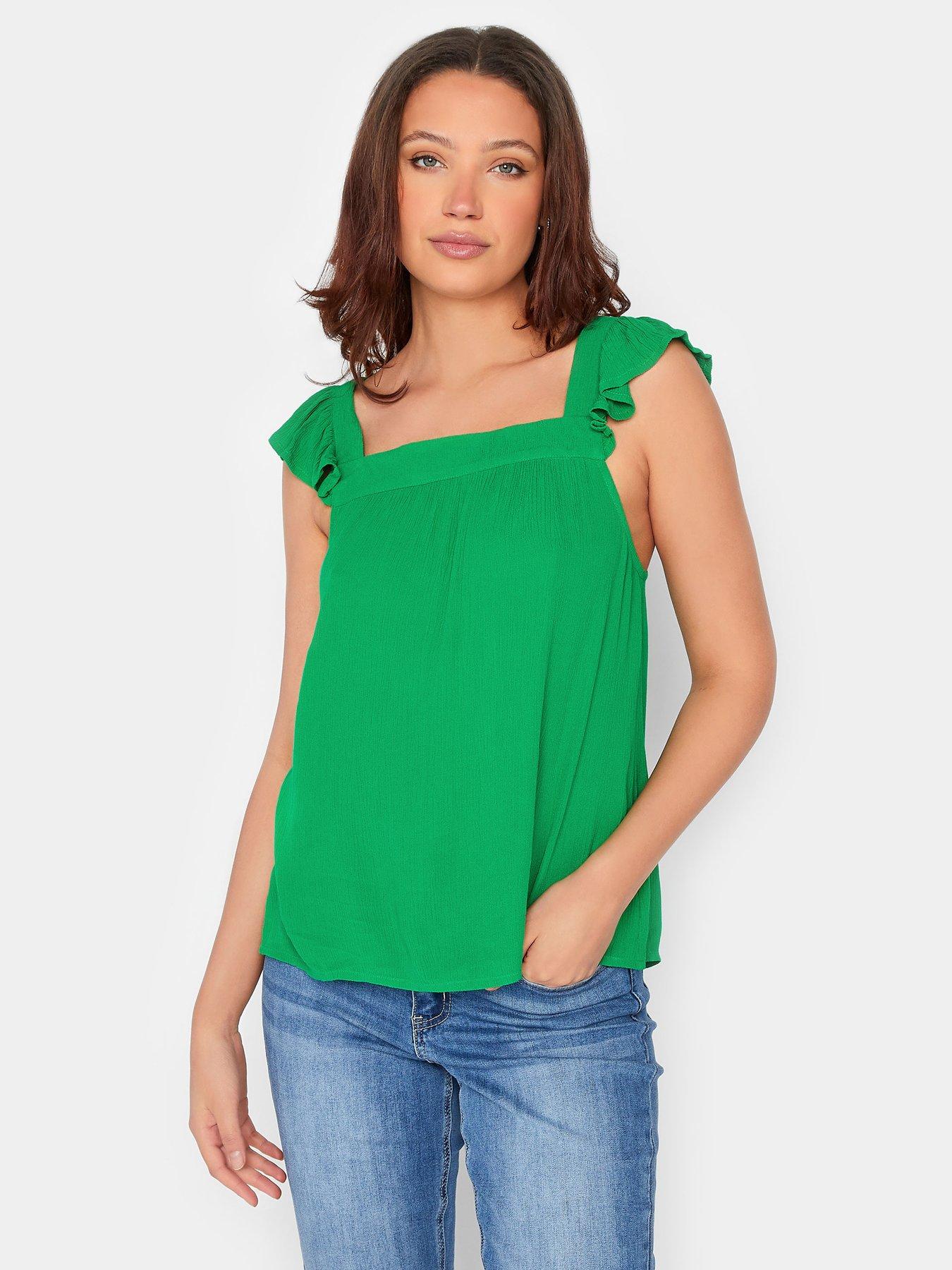 long-tall-sally-cheese-cloth-frill-top-green