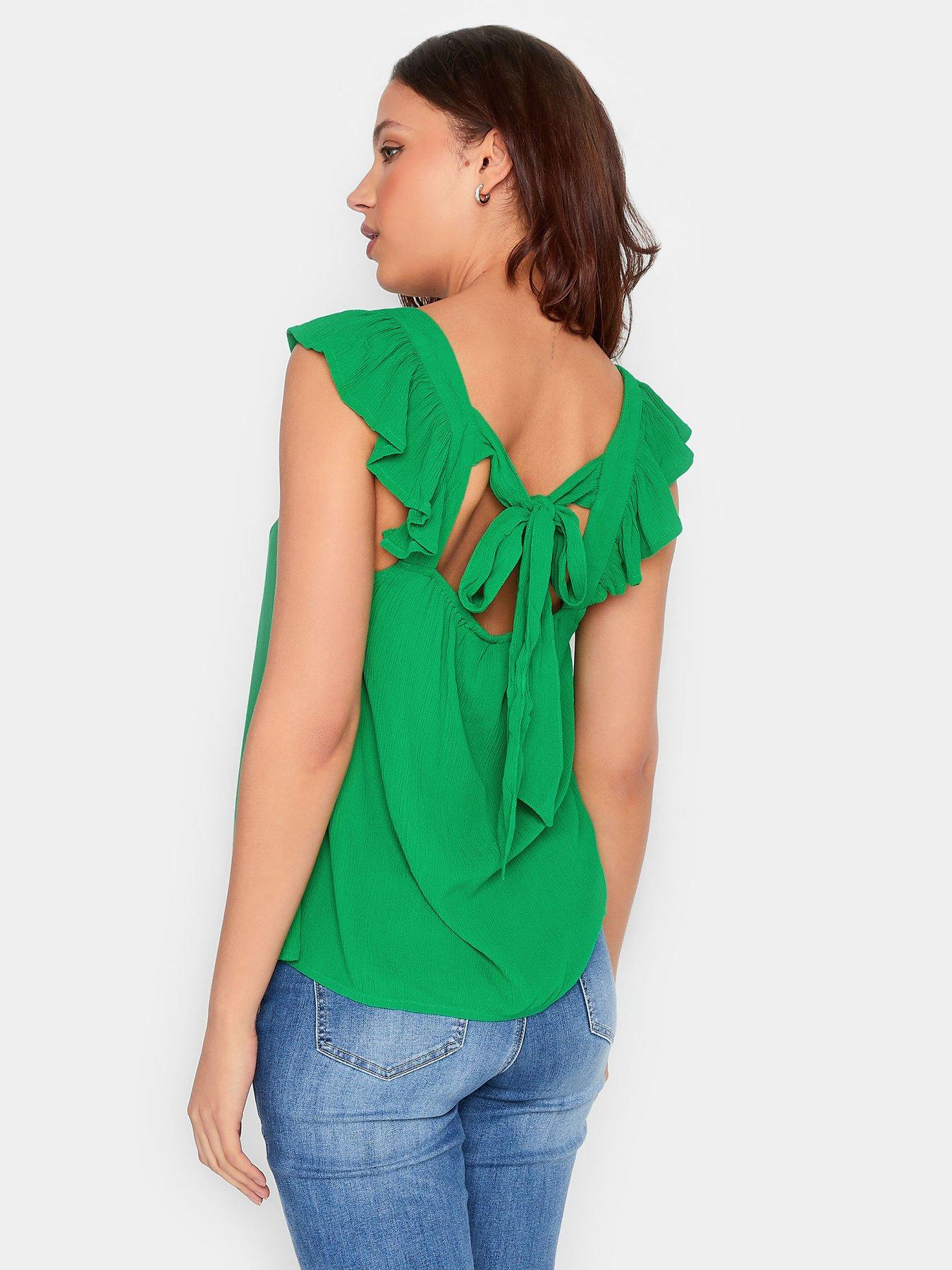 long-tall-sally-cheese-cloth-frill-top-greenstillFront