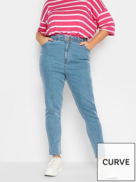 yours-yours-elastic-waist-mom-jean-bleach