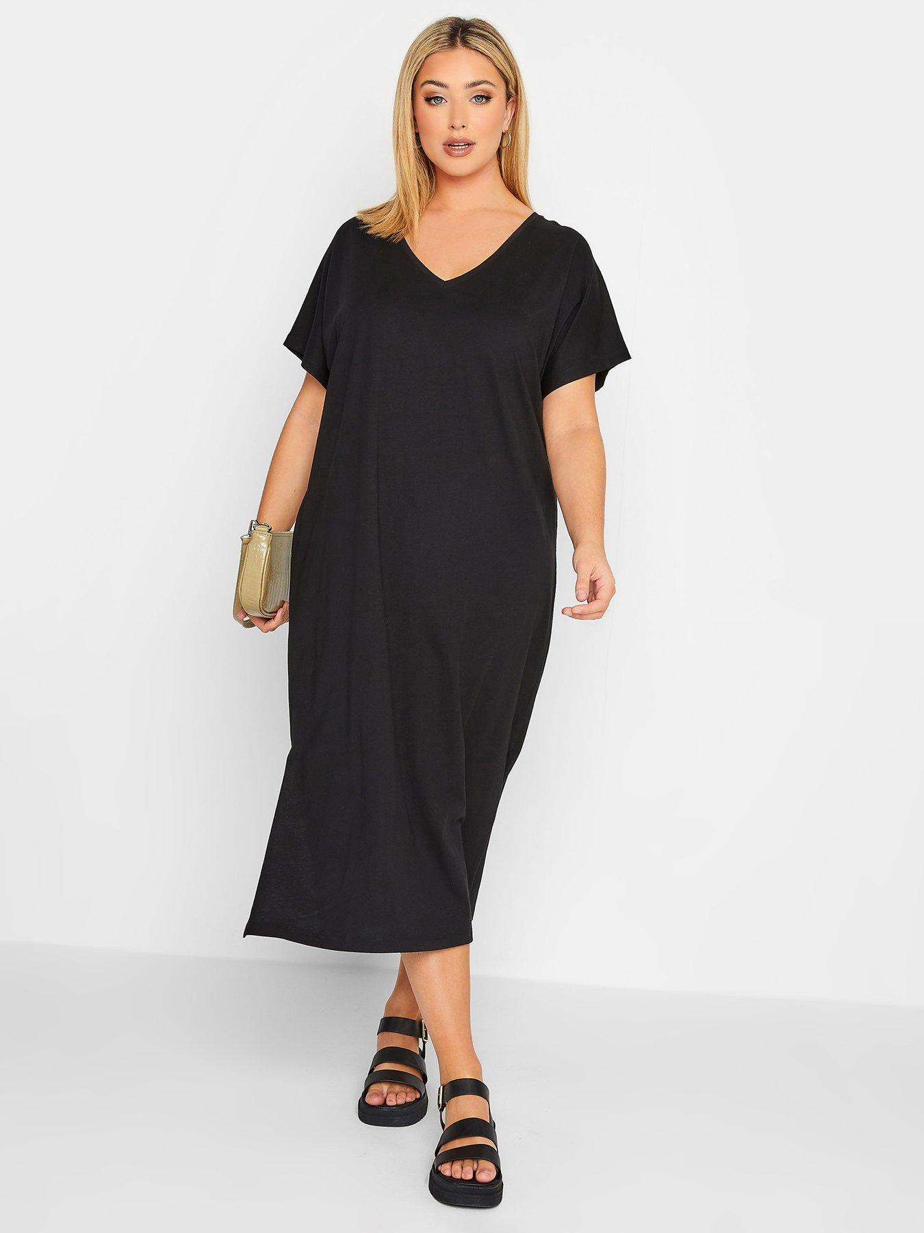 undefined Yours Side Split T-shirt Dress Black