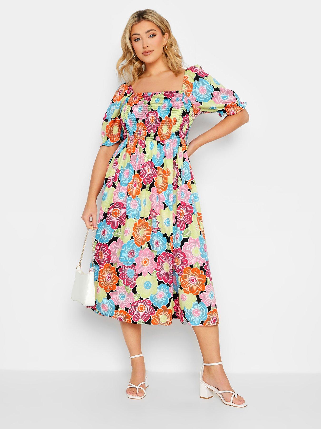 Yours Shirred Maxi Dress Floral | Very Ireland