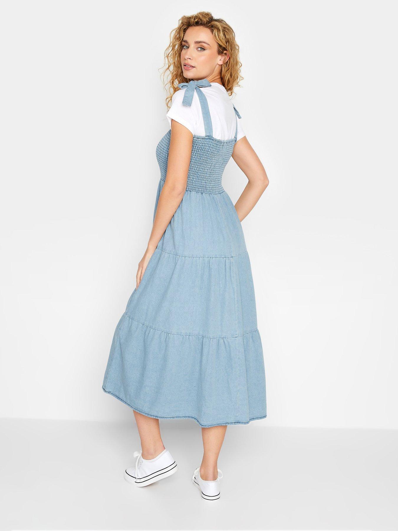 long-tall-sally-denim-shirred-tiered-dress-bluestillFront