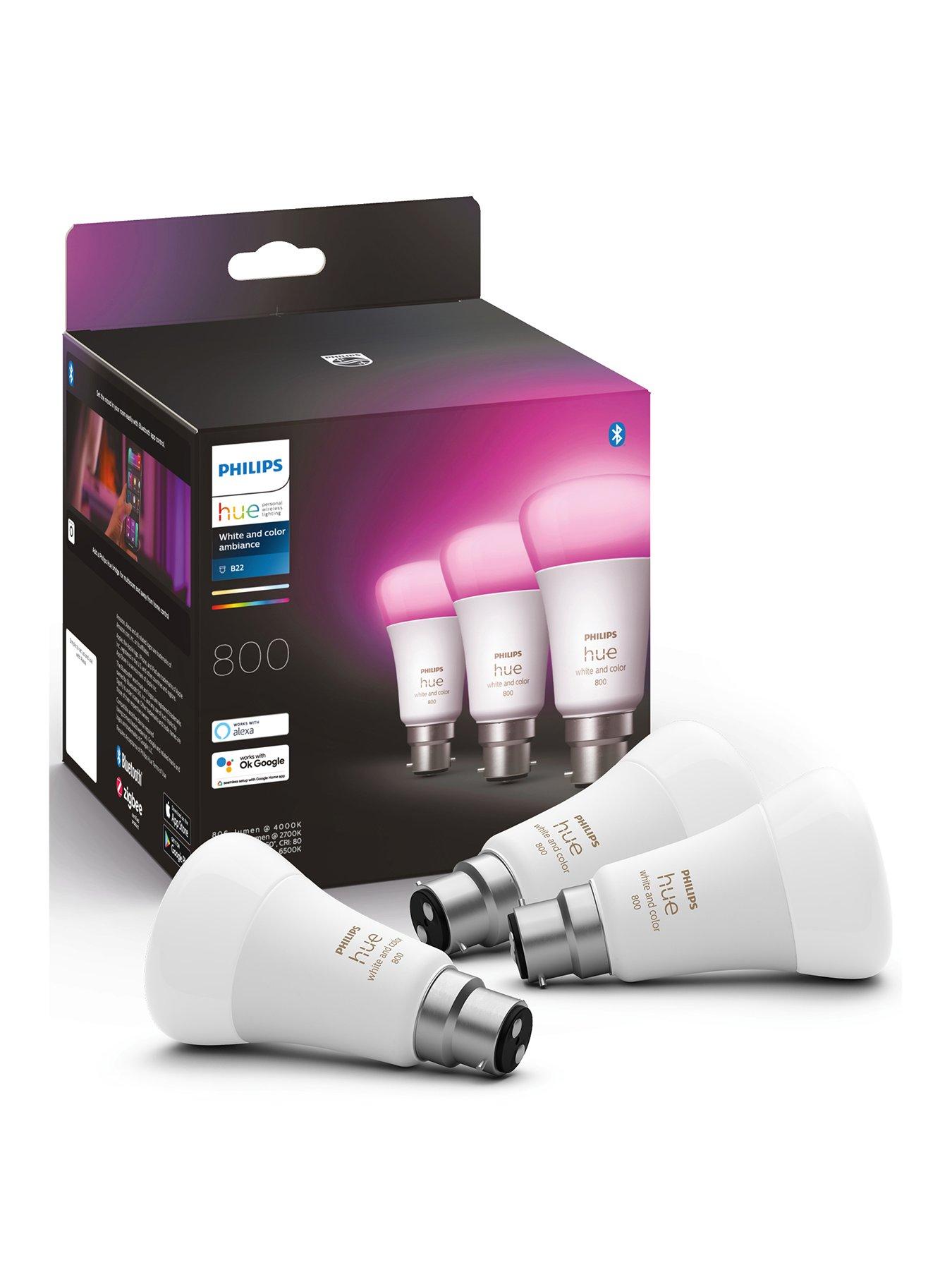 undefined Hue White  &  Colour Ambiance Smart Bulb 3 Pack LED 6.5W B22