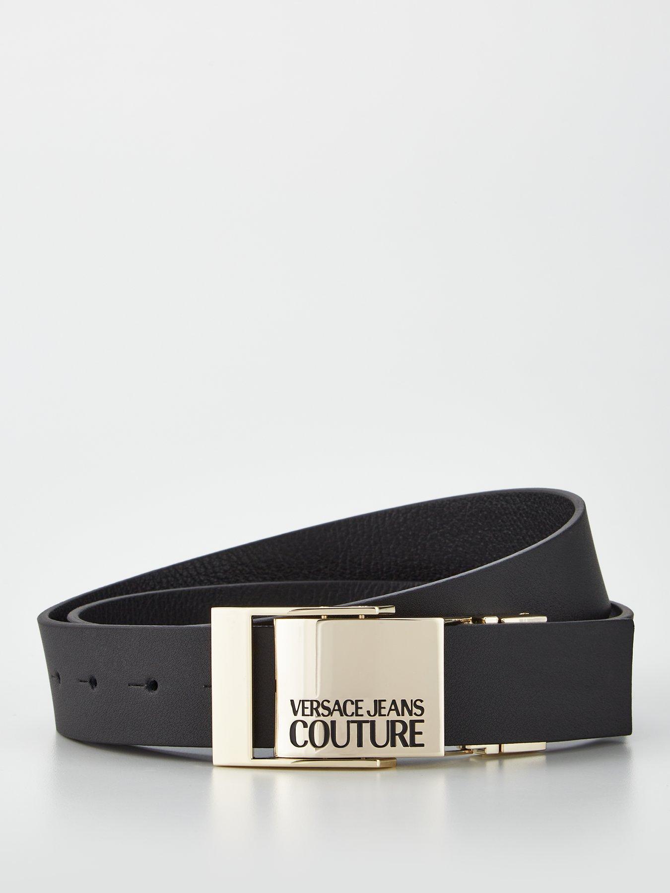 Versace Jeans Leather Black Brand Logo Belt