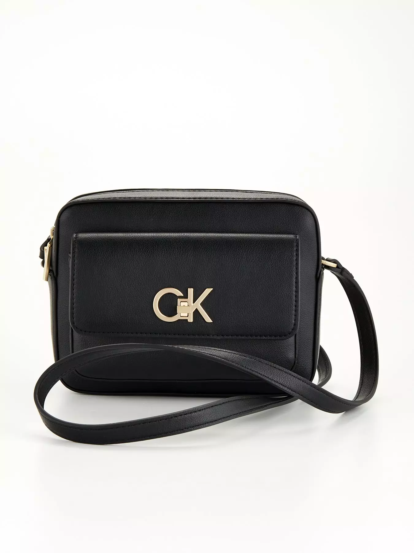 Calvin Klein Re-Lock Tote with Flap Handbag - Black