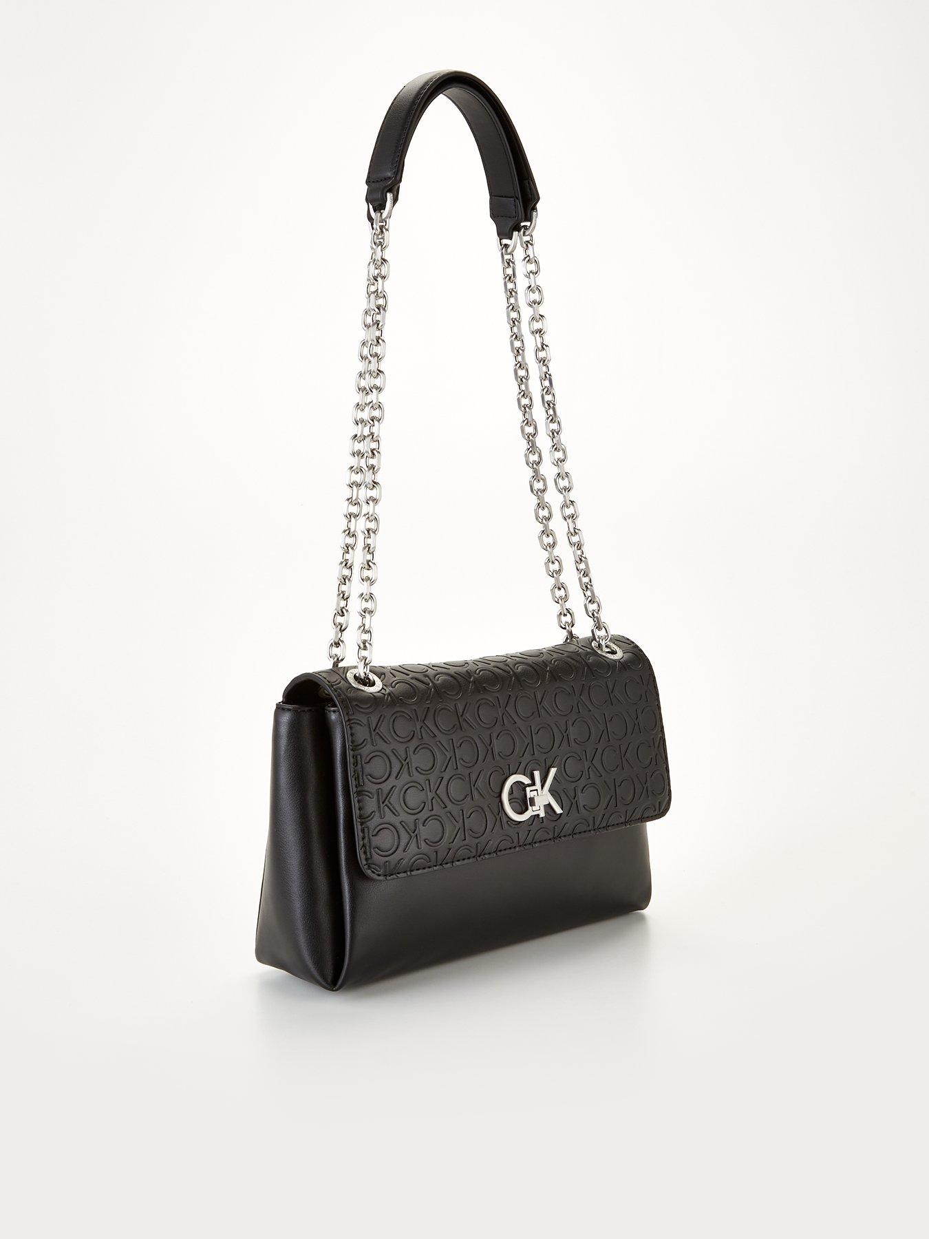 Calvin Klein Embossed Lock Logo Shoulder Bag - Black