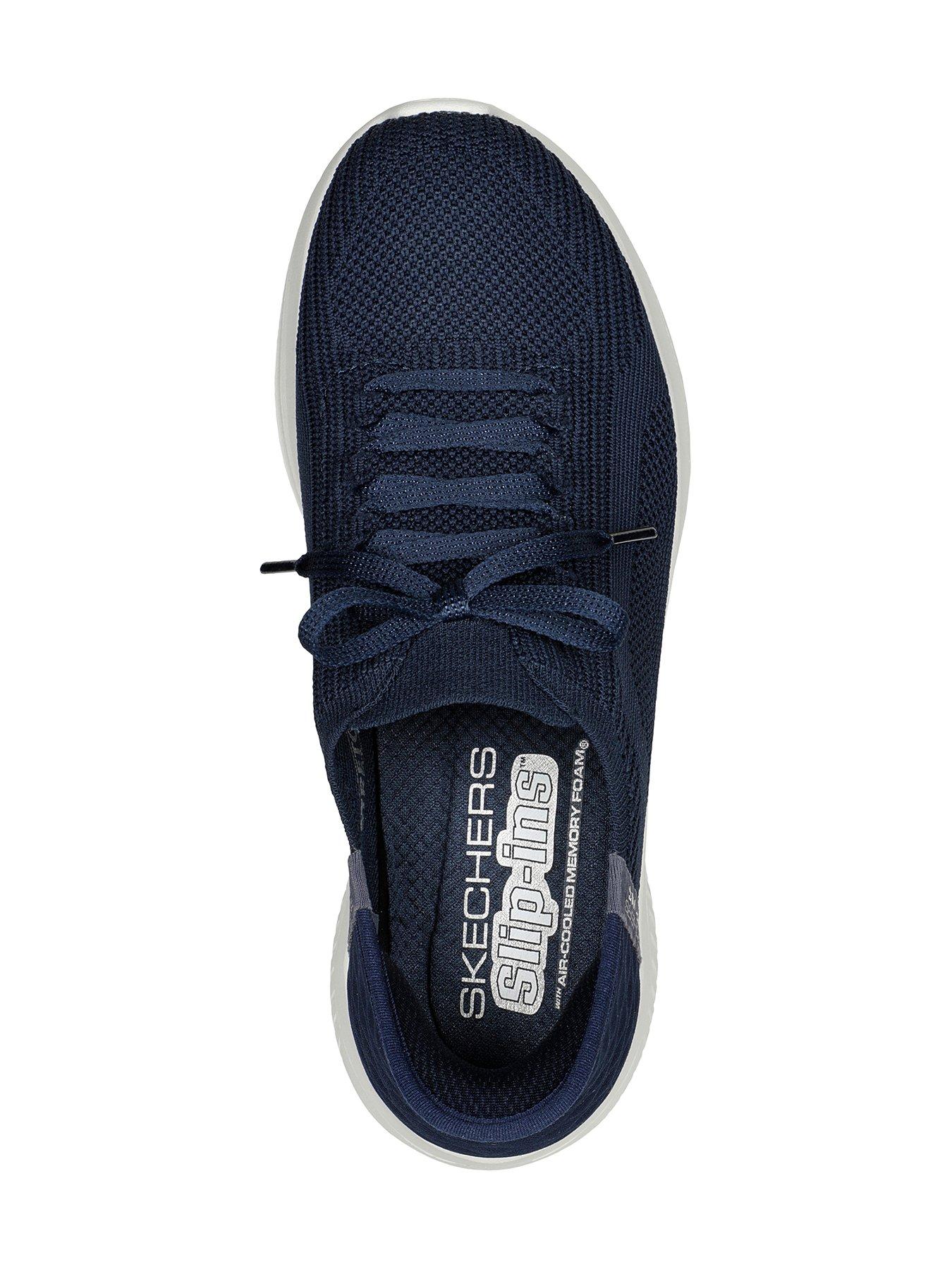 skechers-skechers-ultra-flex-30-tonal-stretch-knit-fixed-laced-slip-ins-navy-knitmint-trimoutfit