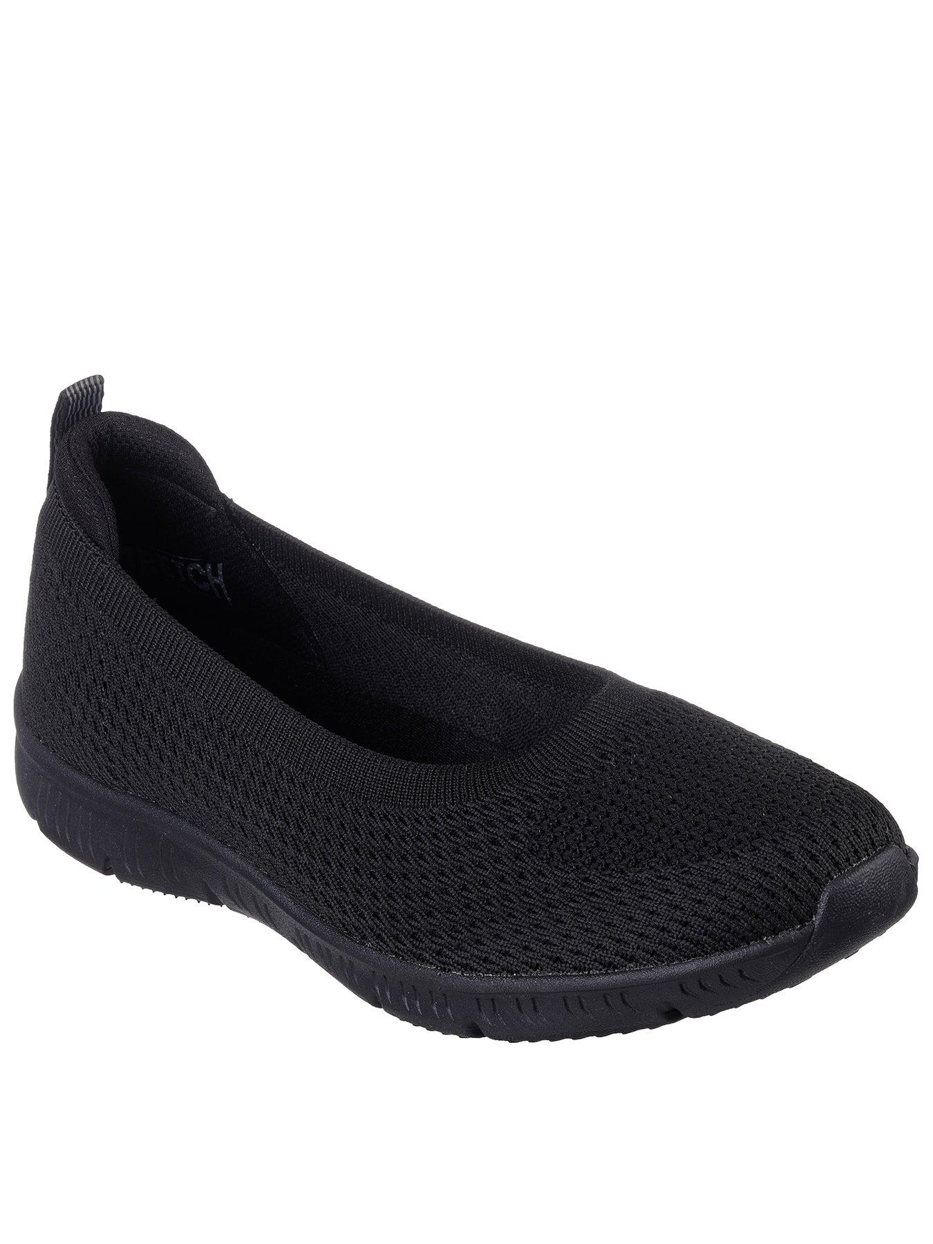 Skechers flat hot sale black shoes