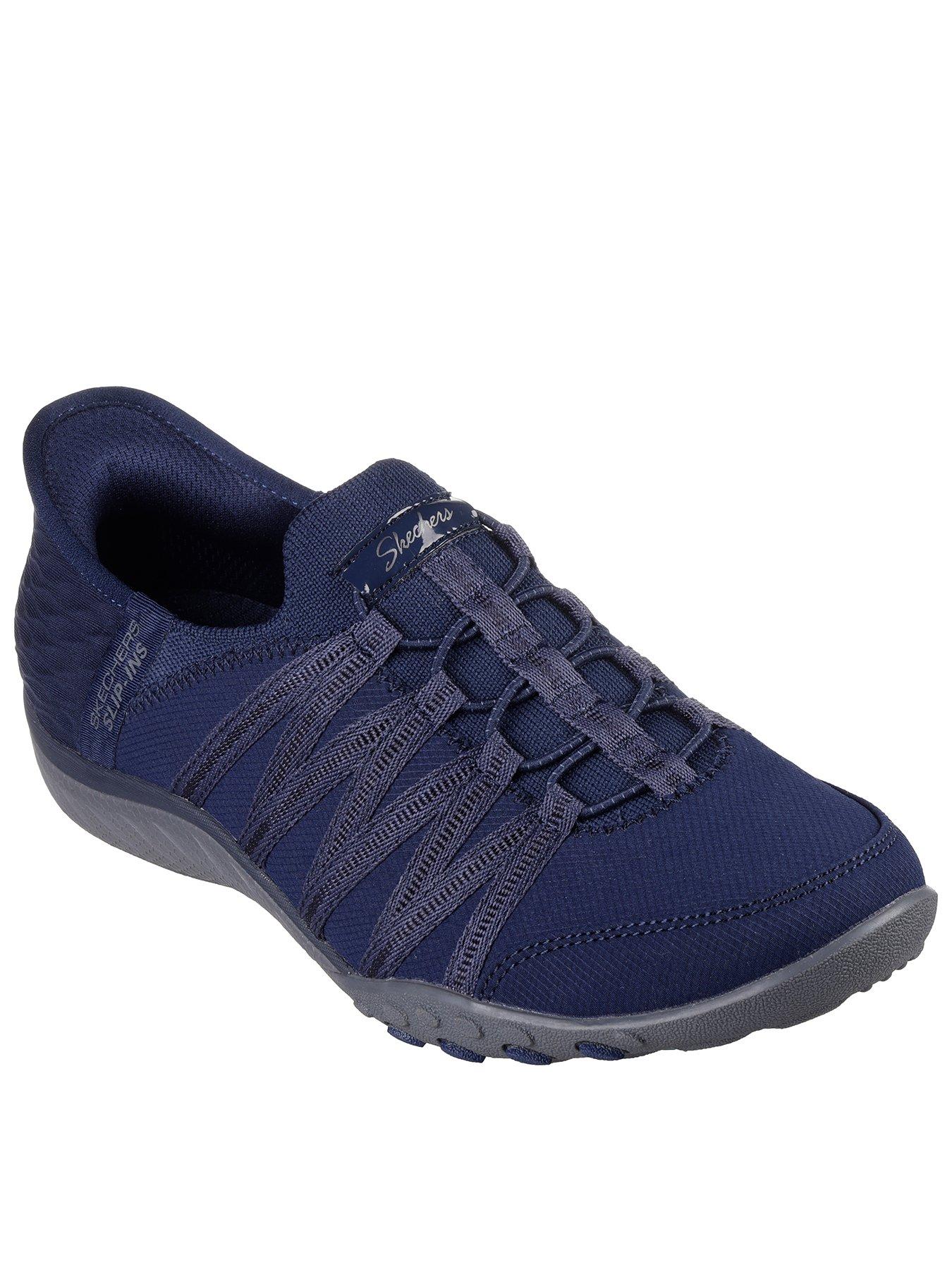 Image 1 of 4 of Skechers Skechers Breathe-easy Rf Collar Knit Qtr Webbing Scooped Bungee Slip-ins - Navy Ripstop/ Knit