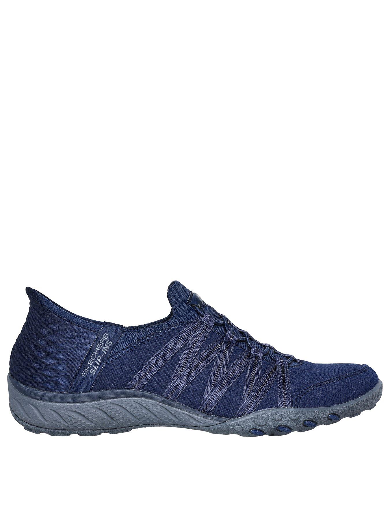 Image 2 of 4 of Skechers Skechers Breathe-easy Rf Collar Knit Qtr Webbing Scooped Bungee Slip-ins - Navy Ripstop/ Knit