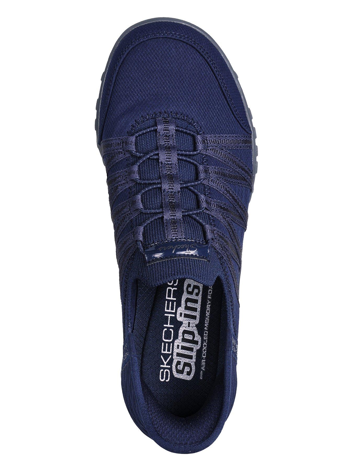 Image 3 of 4 of Skechers Skechers Breathe-easy Rf Collar Knit Qtr Webbing Scooped Bungee Slip-ins - Navy Ripstop/ Knit