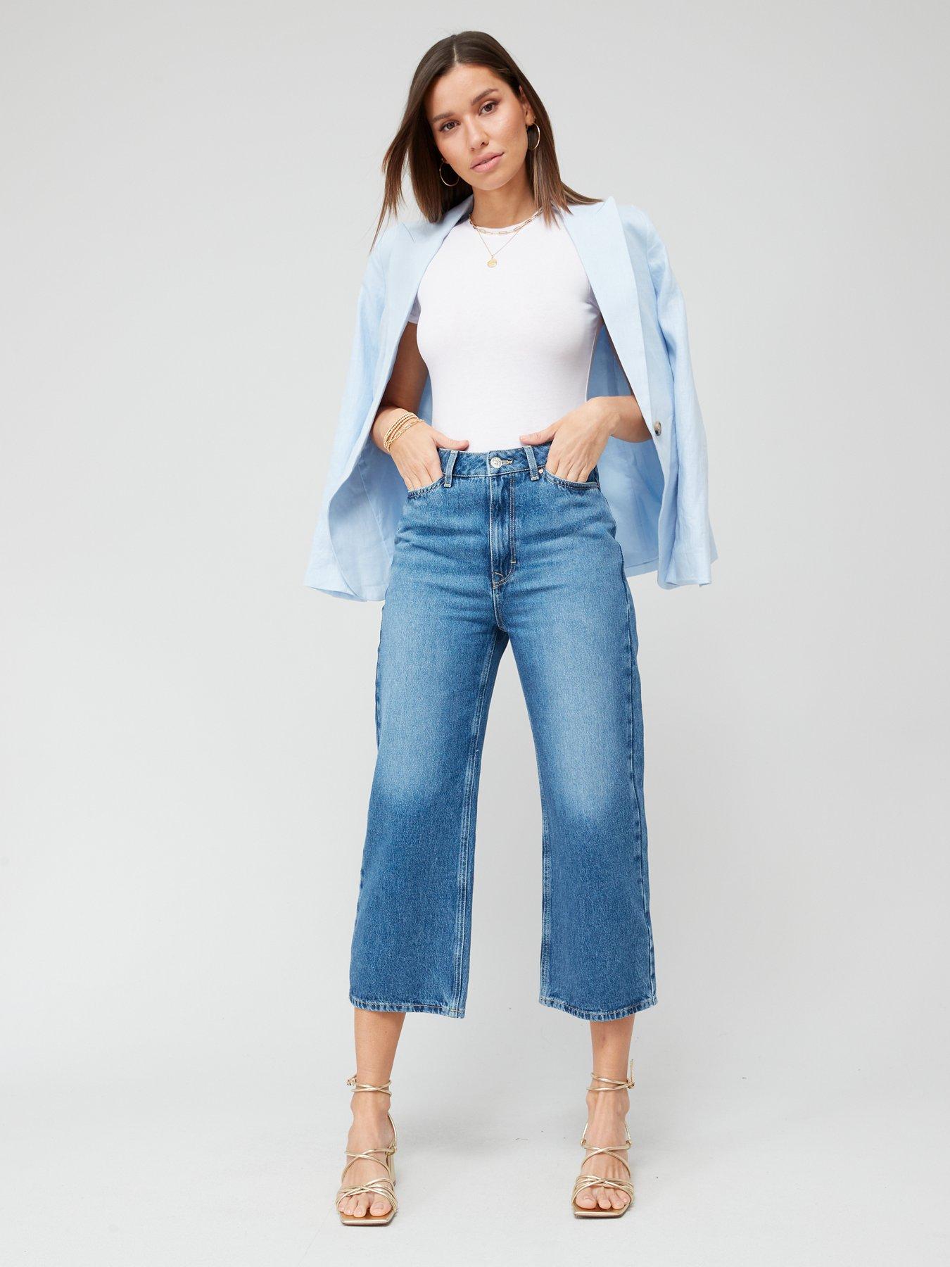 Mid rise wide leg cropped clearance jeans