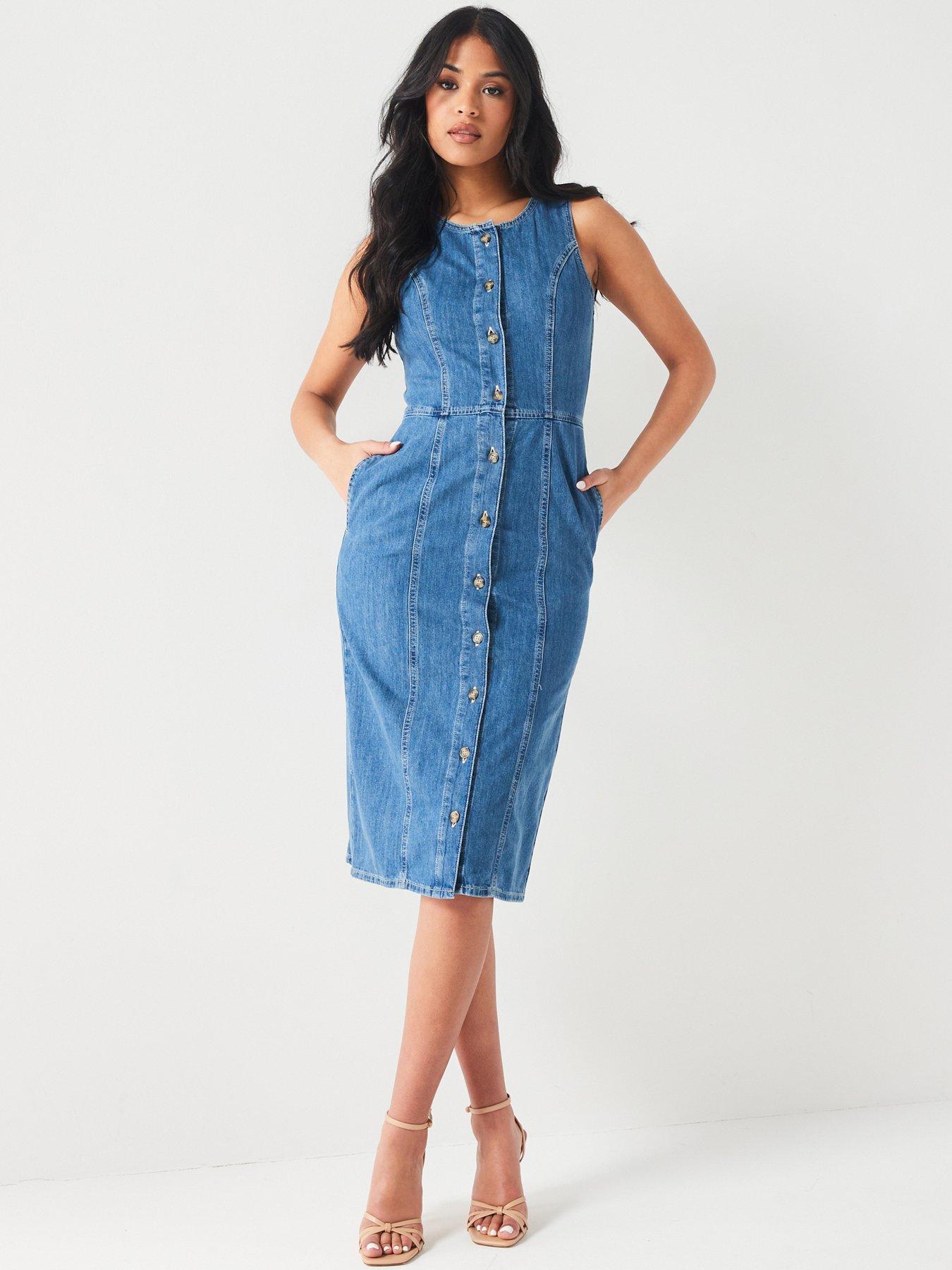 Dark denim midi dress sale