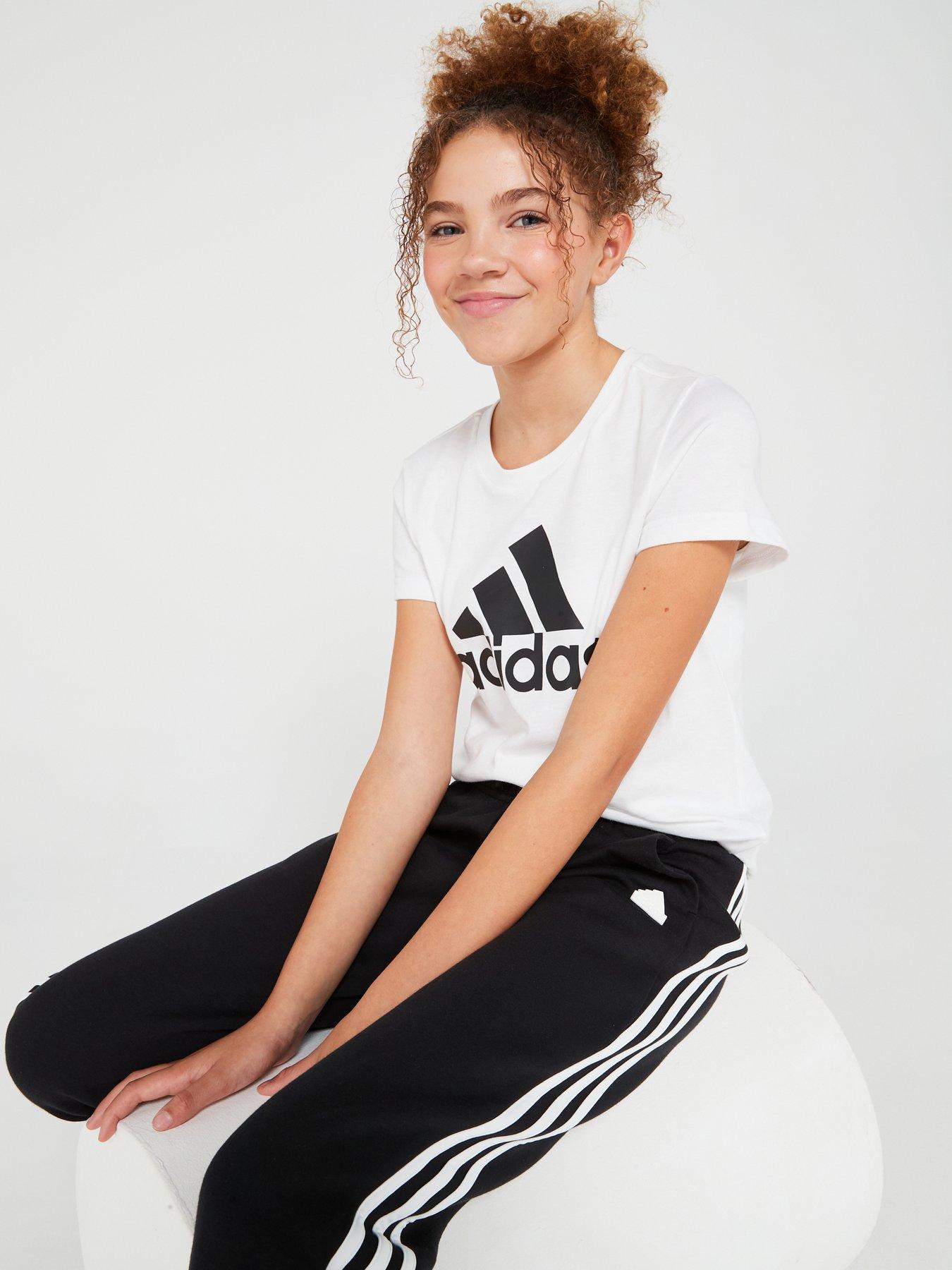 adidas-sportswear-essentials-junior-girls-big-logo-short-sleevenbspt-shirt-whiteblackoutfit