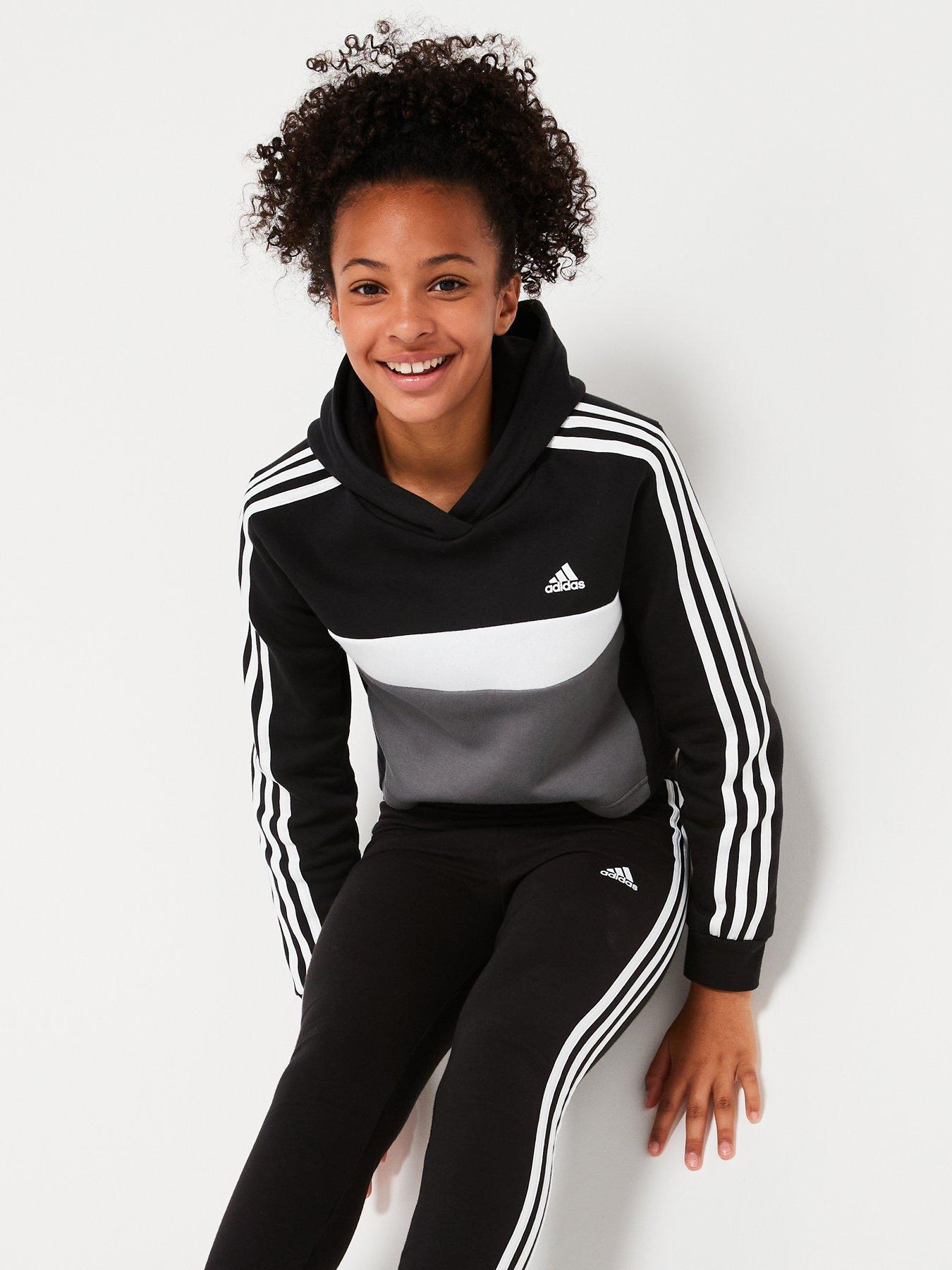 adidas-sportswear-junior-girls-sportswear-tiberio-3-stripes-colorblock-fleece-leggings-set-kids-blackwhiteoutfit