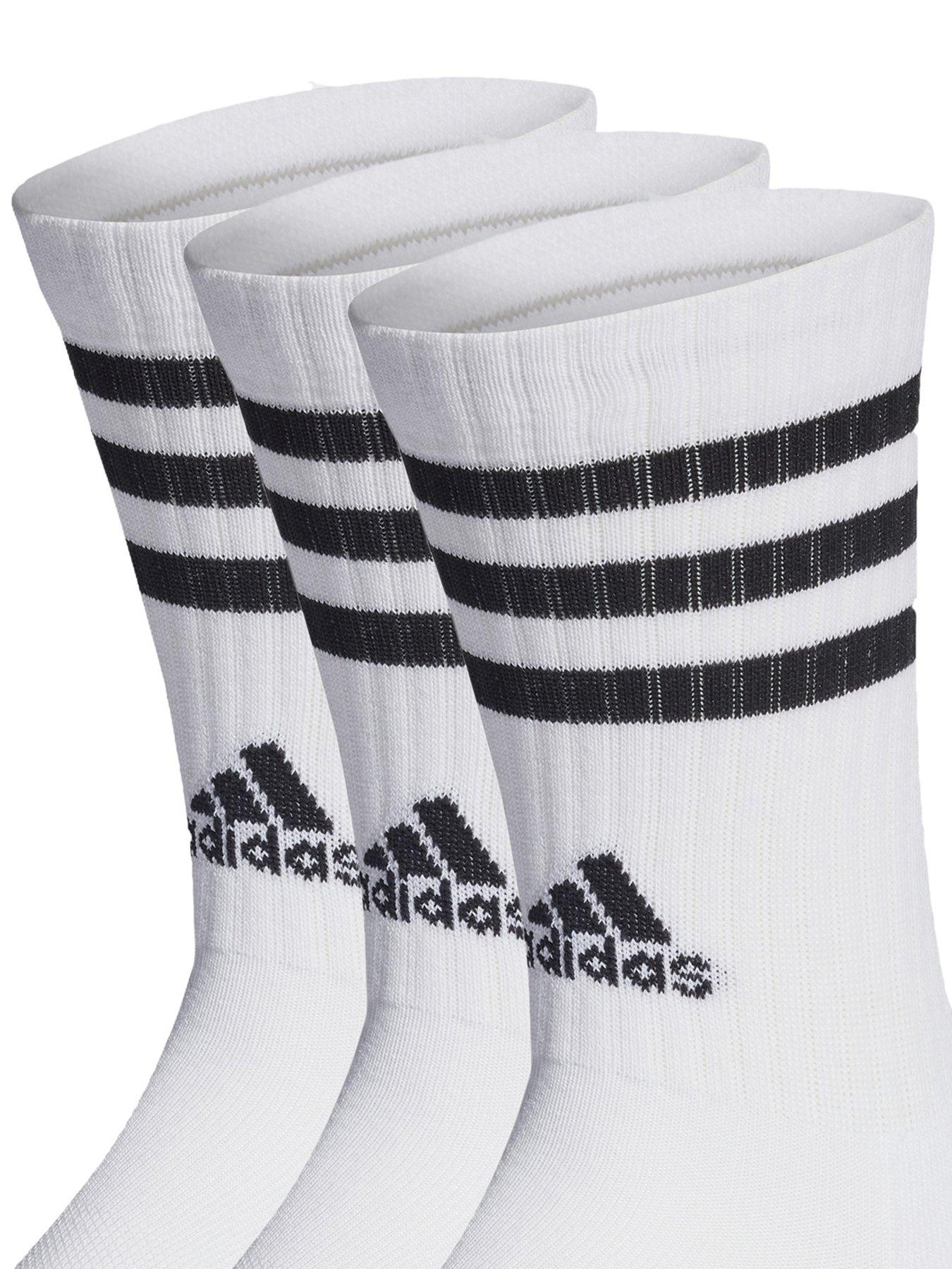 Image 2 of 2 of adidas Sportswear Unisex 3 Pack Cushioned 3 Stripe Crew Socks - White/Grey